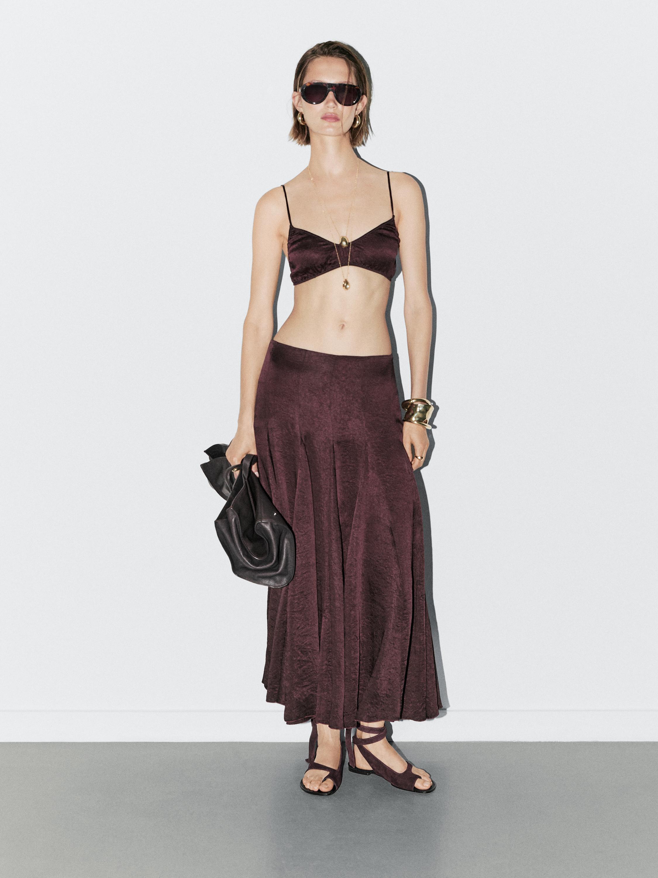 Gathered satin triangle bra - STUDIO