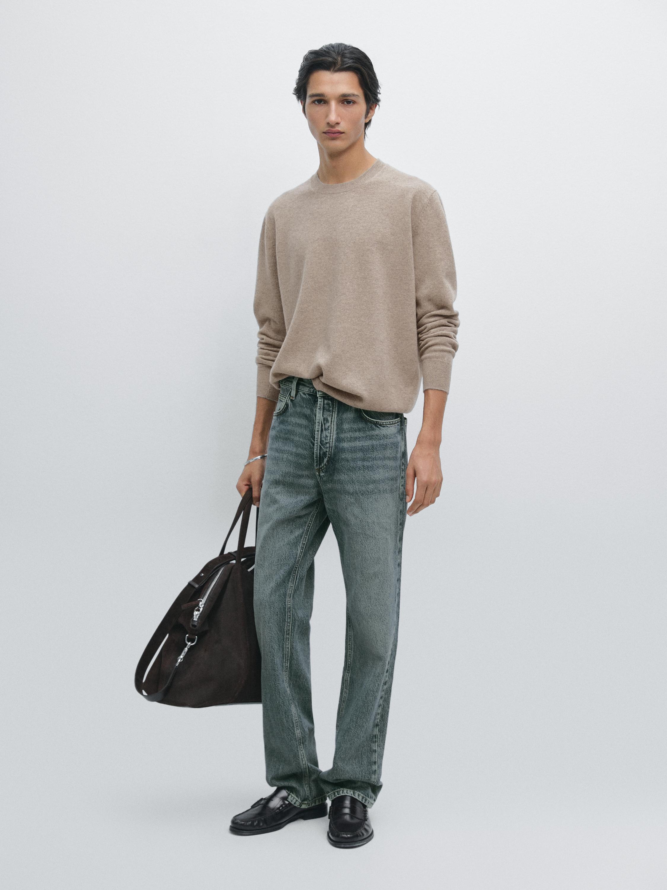 Wool blend crew neck sweater