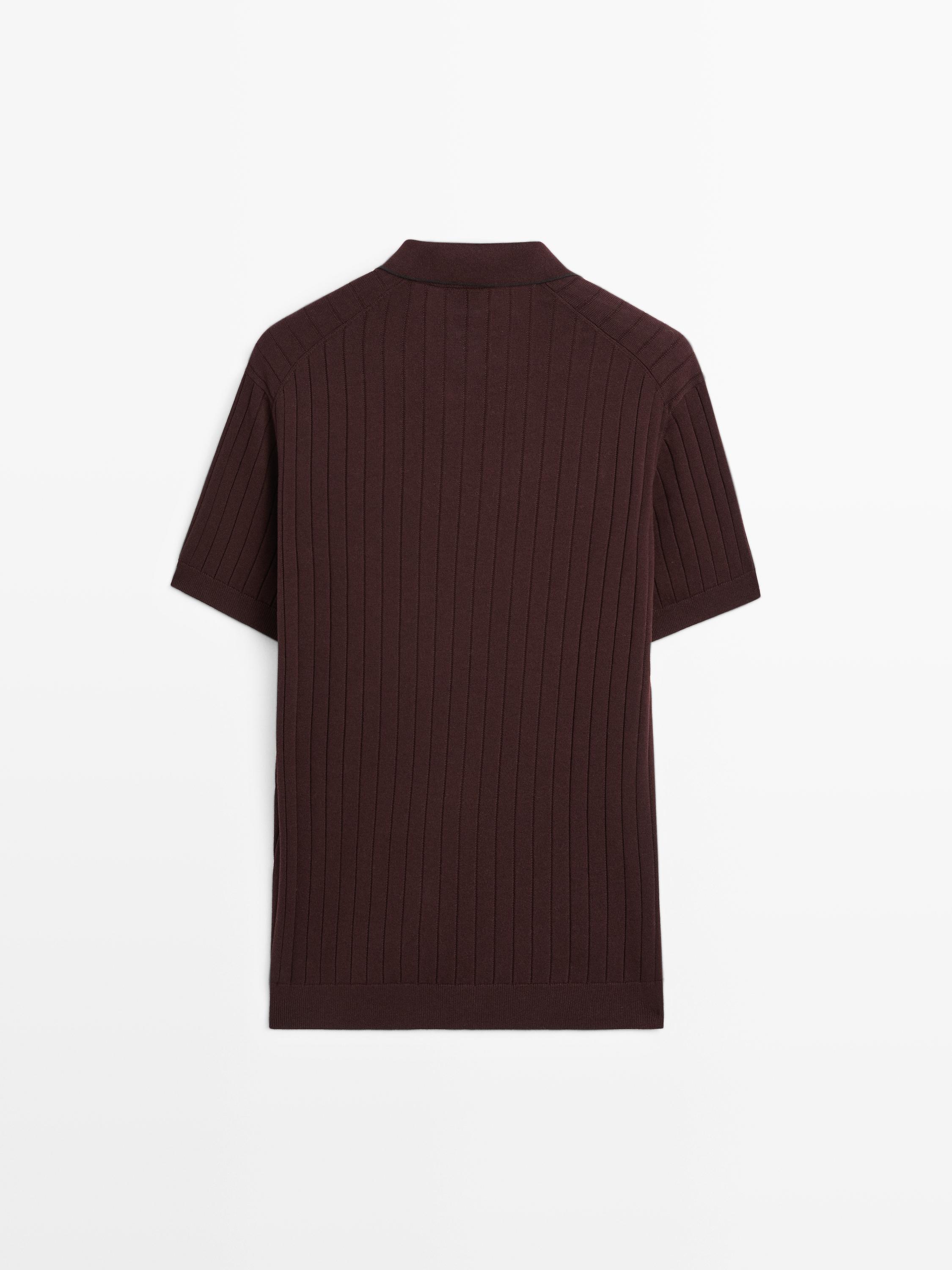 Ribbed knit polo shirt