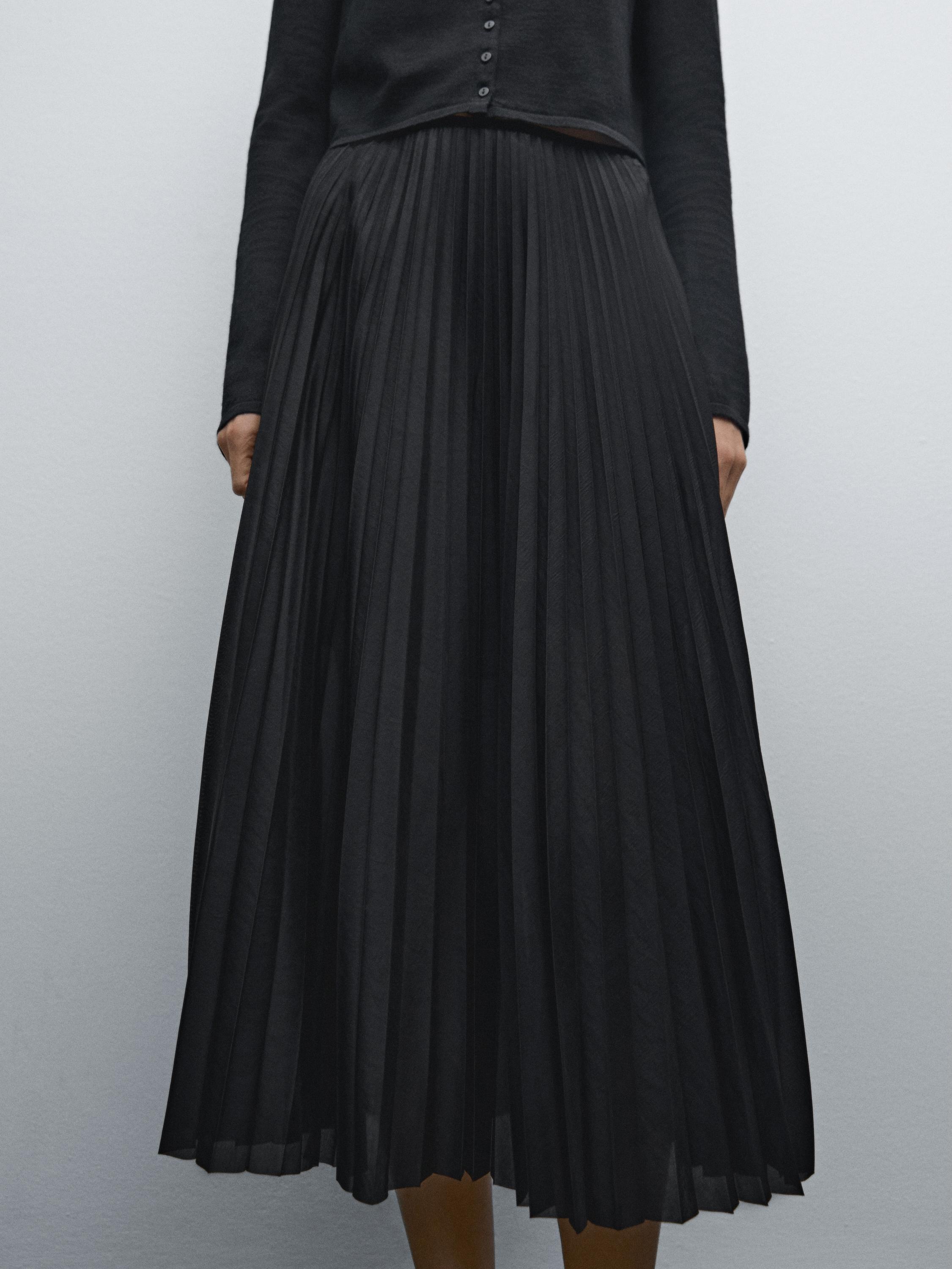 Plisovaná midi sukně se sklady