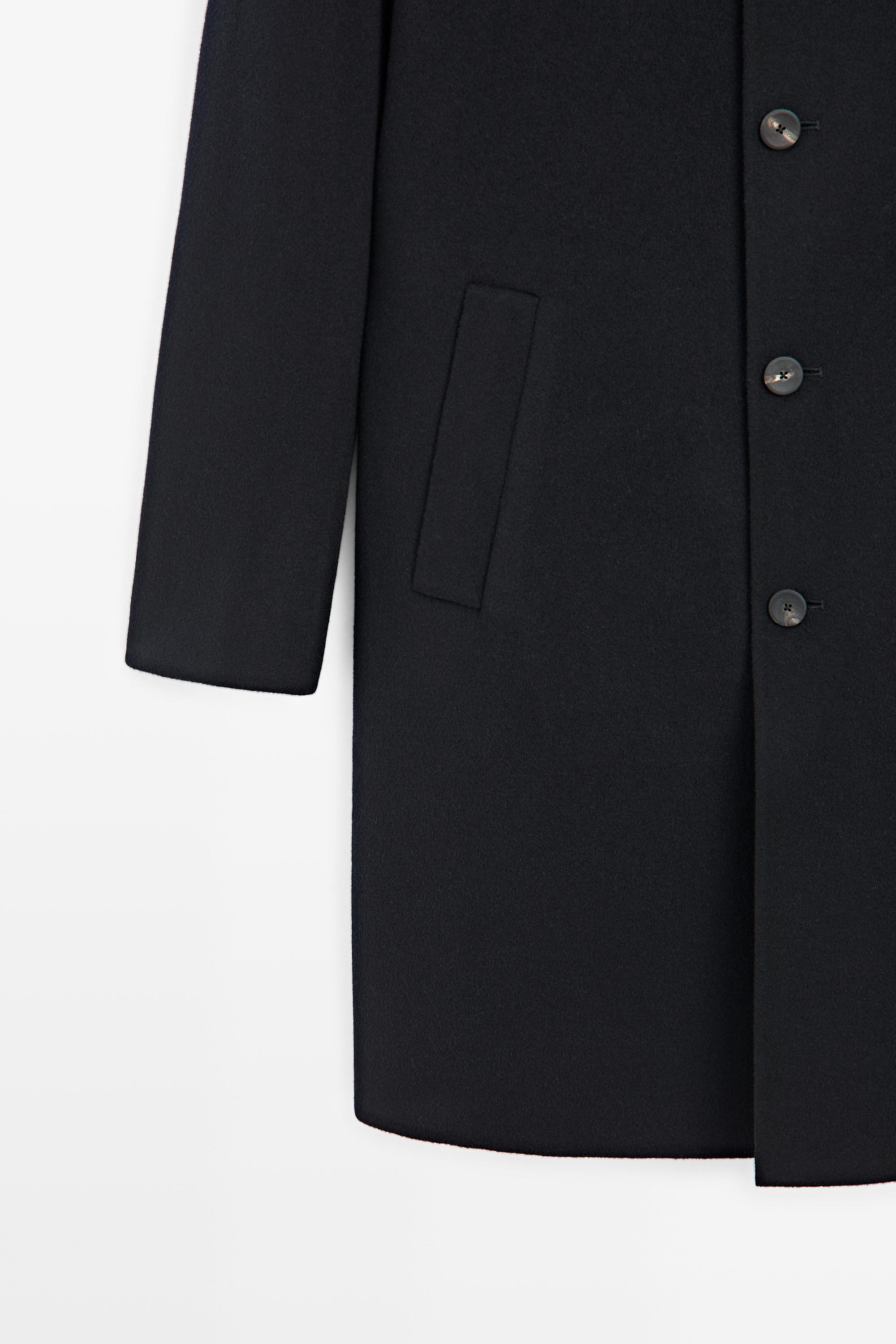 Massimo Dutti Çift kumaşlı yün uzun kaban görsel 3