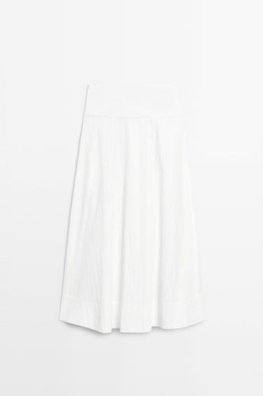 Midi skirt with yoke and pleated detail — WHITE 6