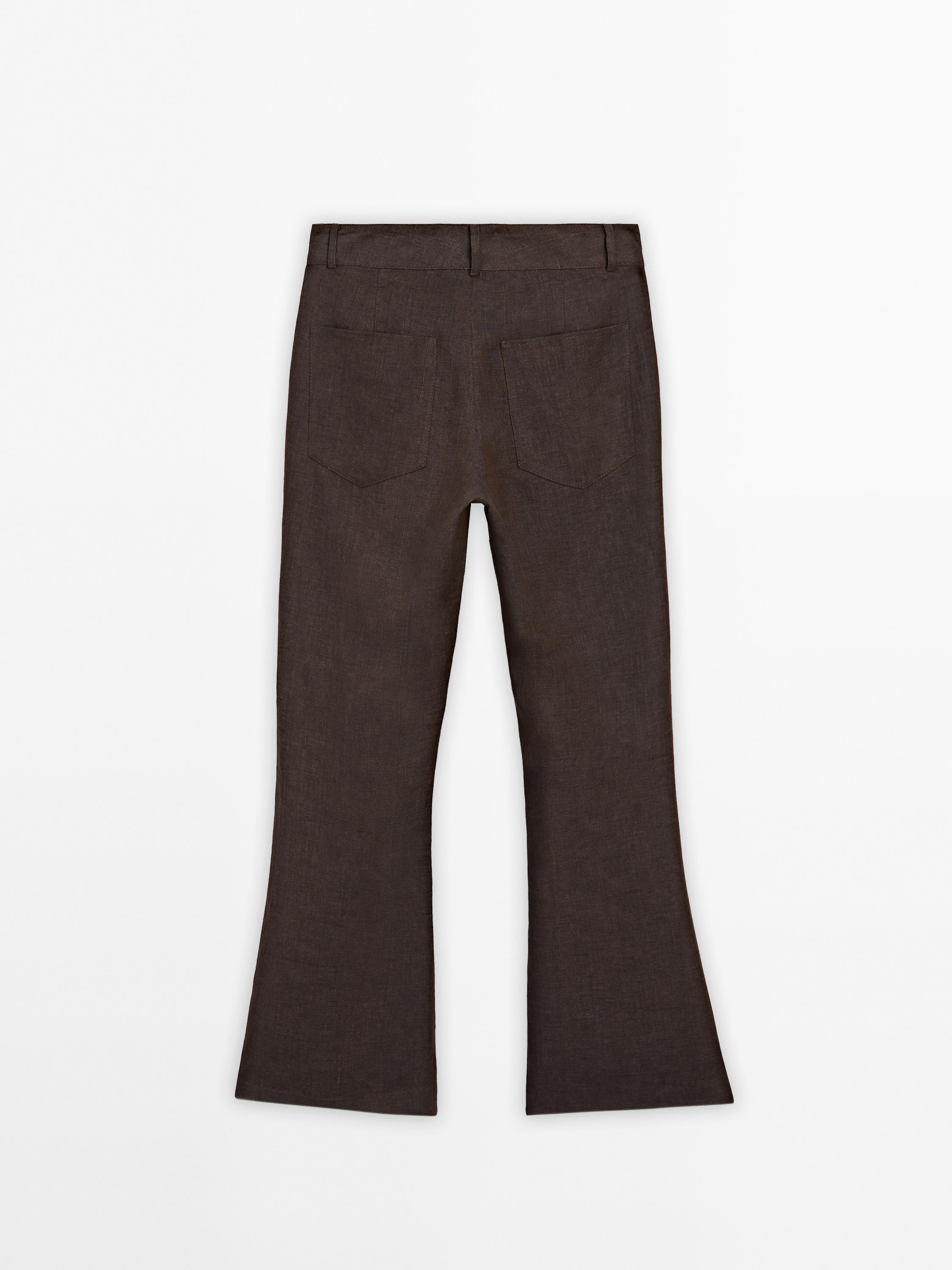 100% linen flare fit trousers