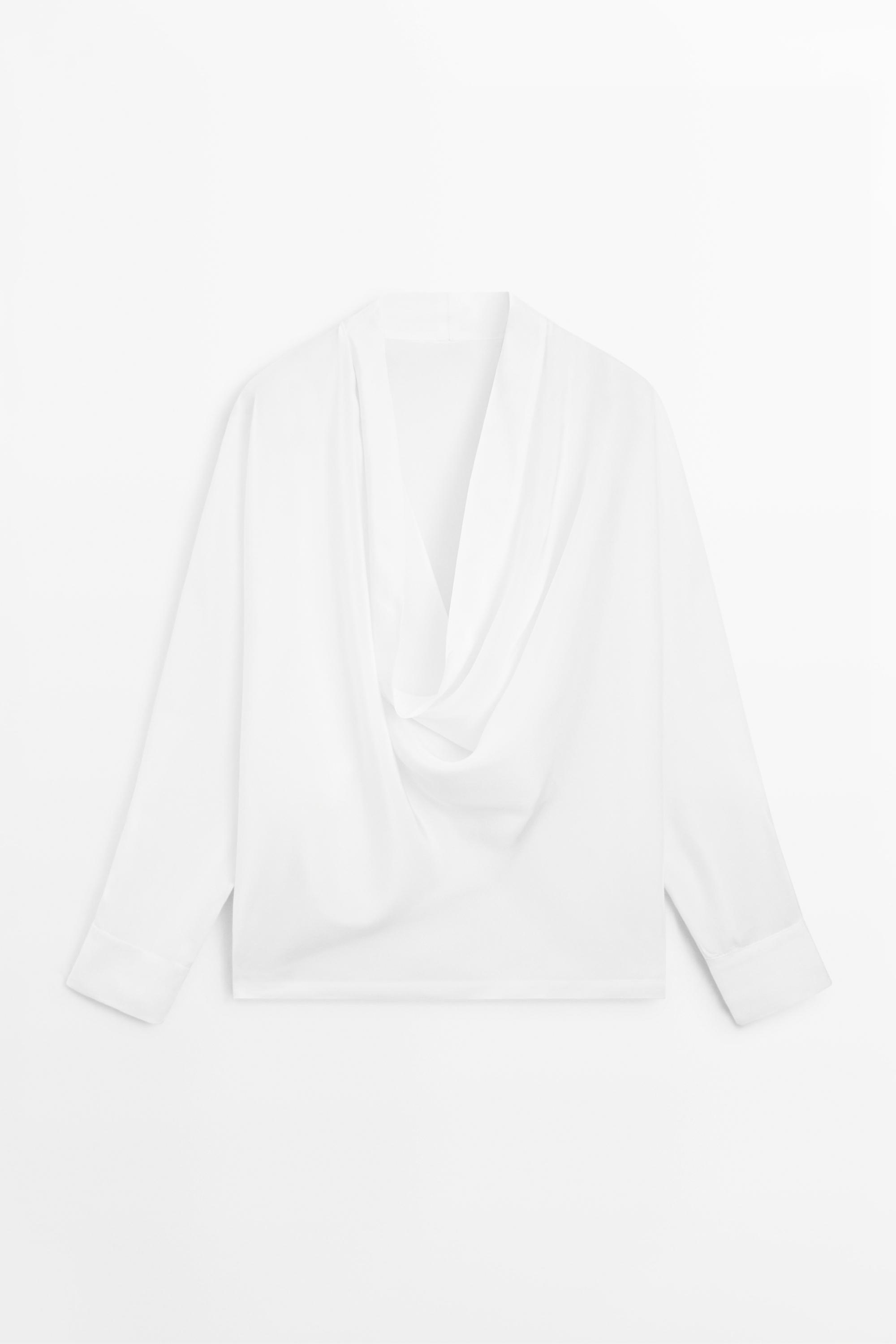Flowing shirt with cowl neckline detail — WHITE