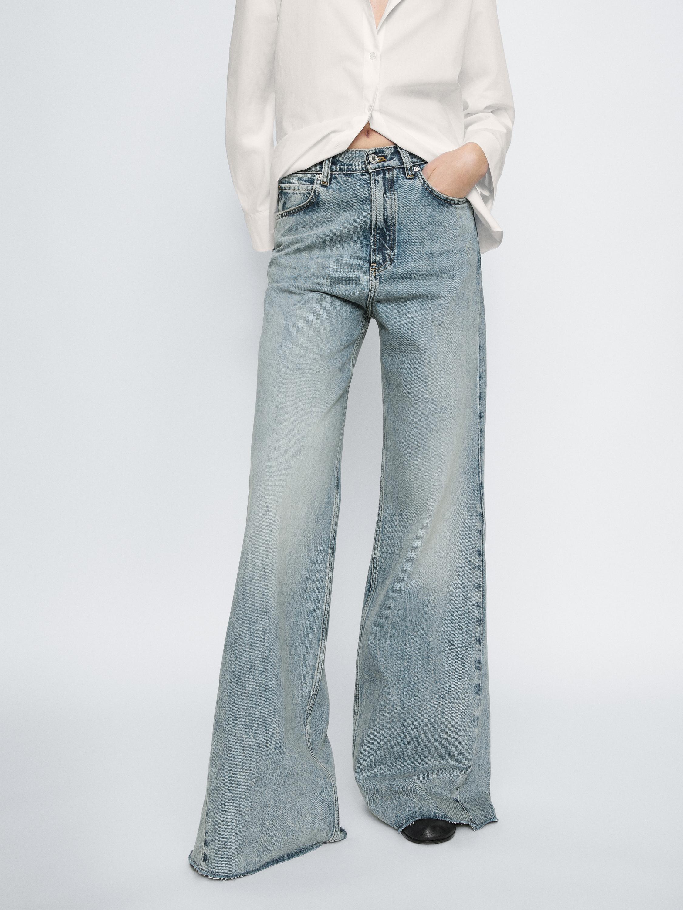High-waist flared cotton jeans