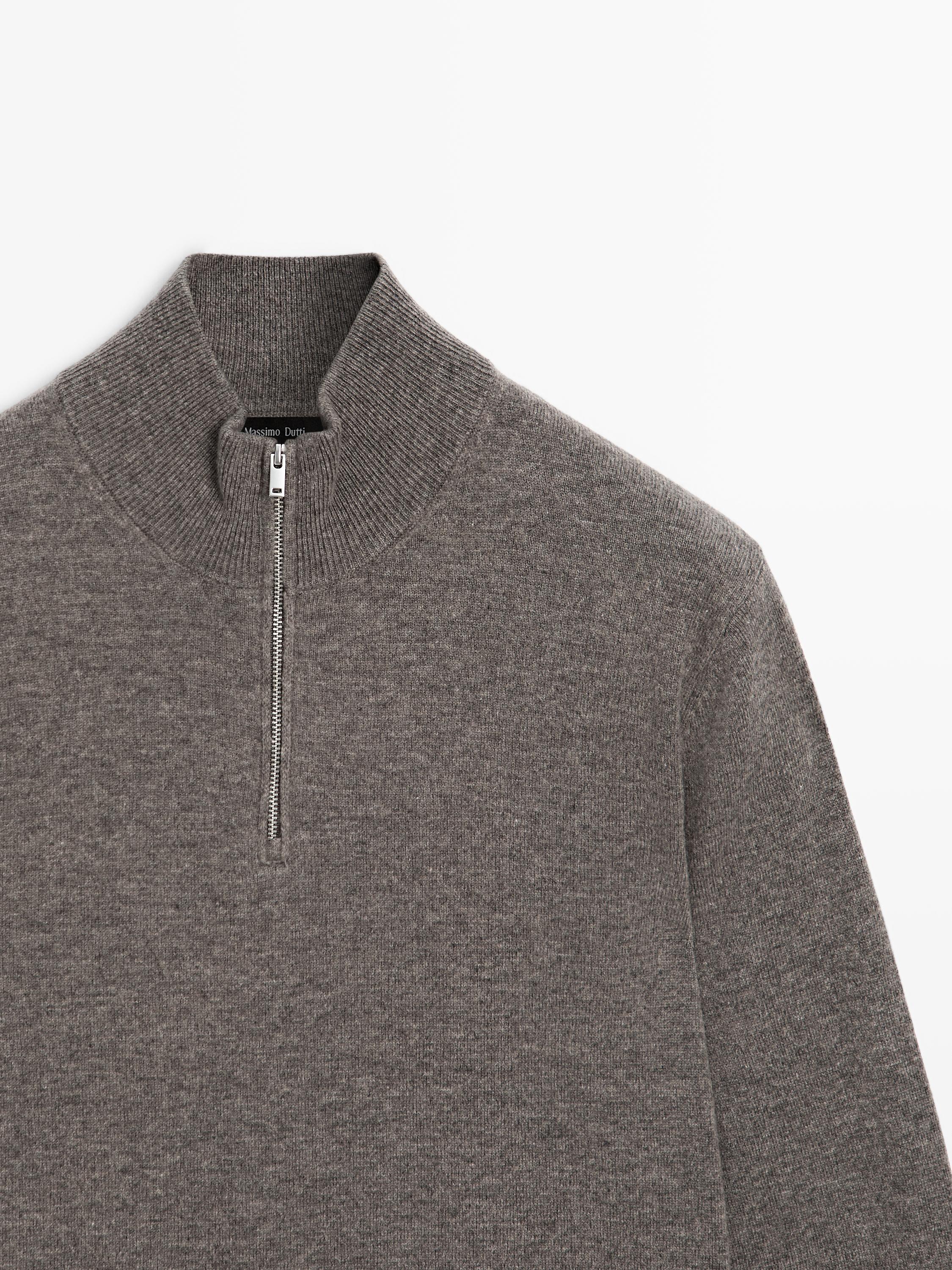 Mock neck knit sweater with zip