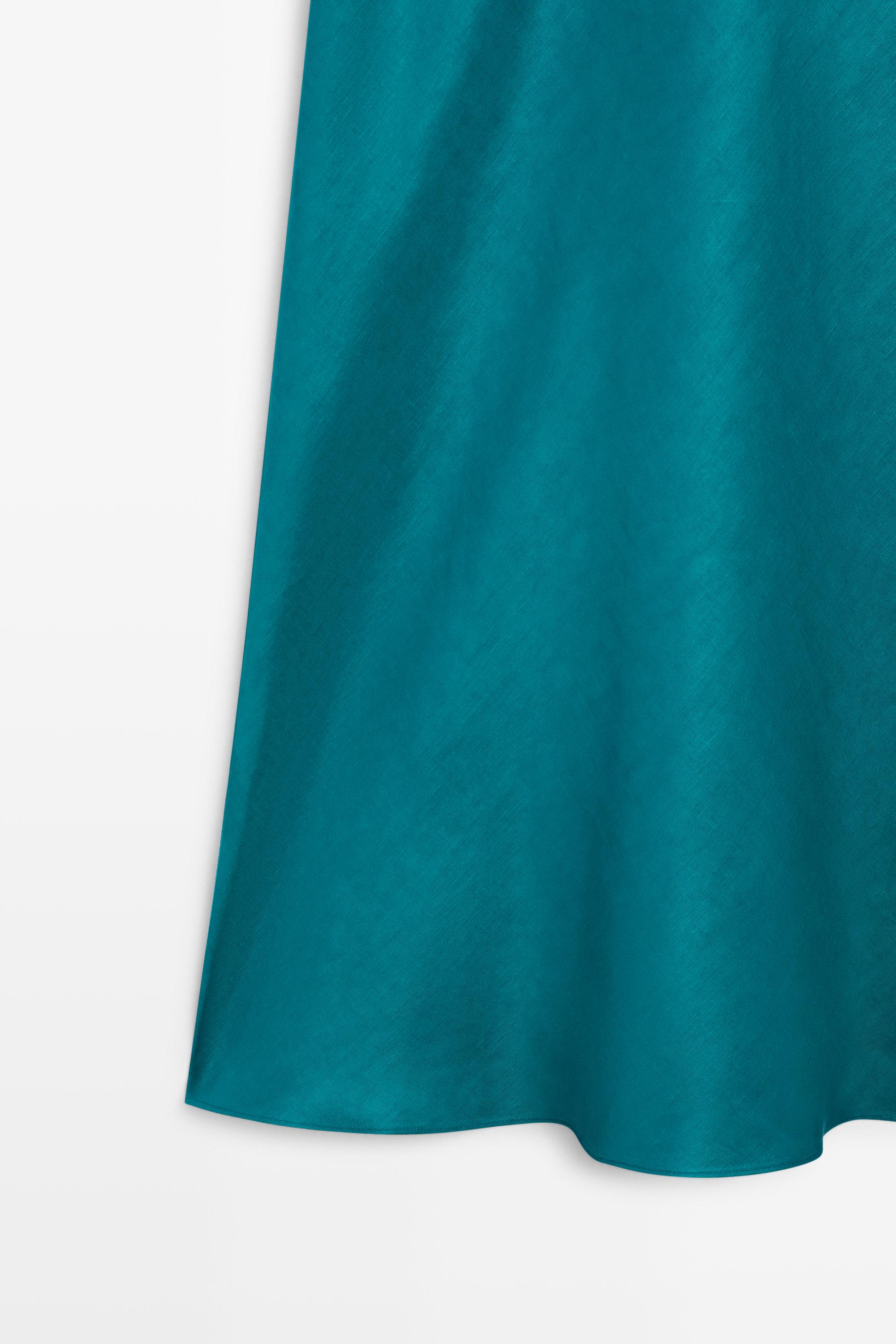 Flowing satin midi dress — BLUE