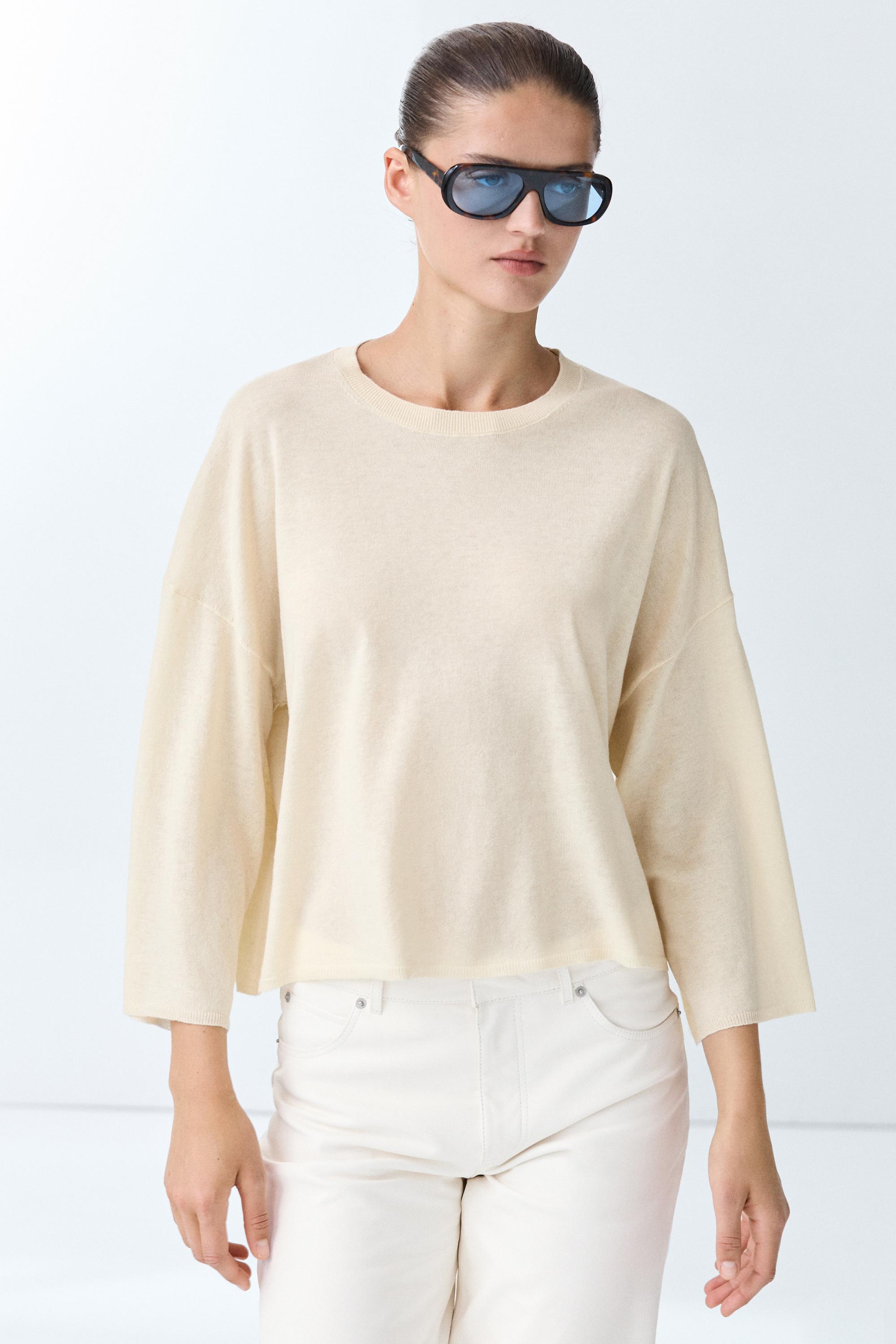 Round neck knit sweater — Vanilla