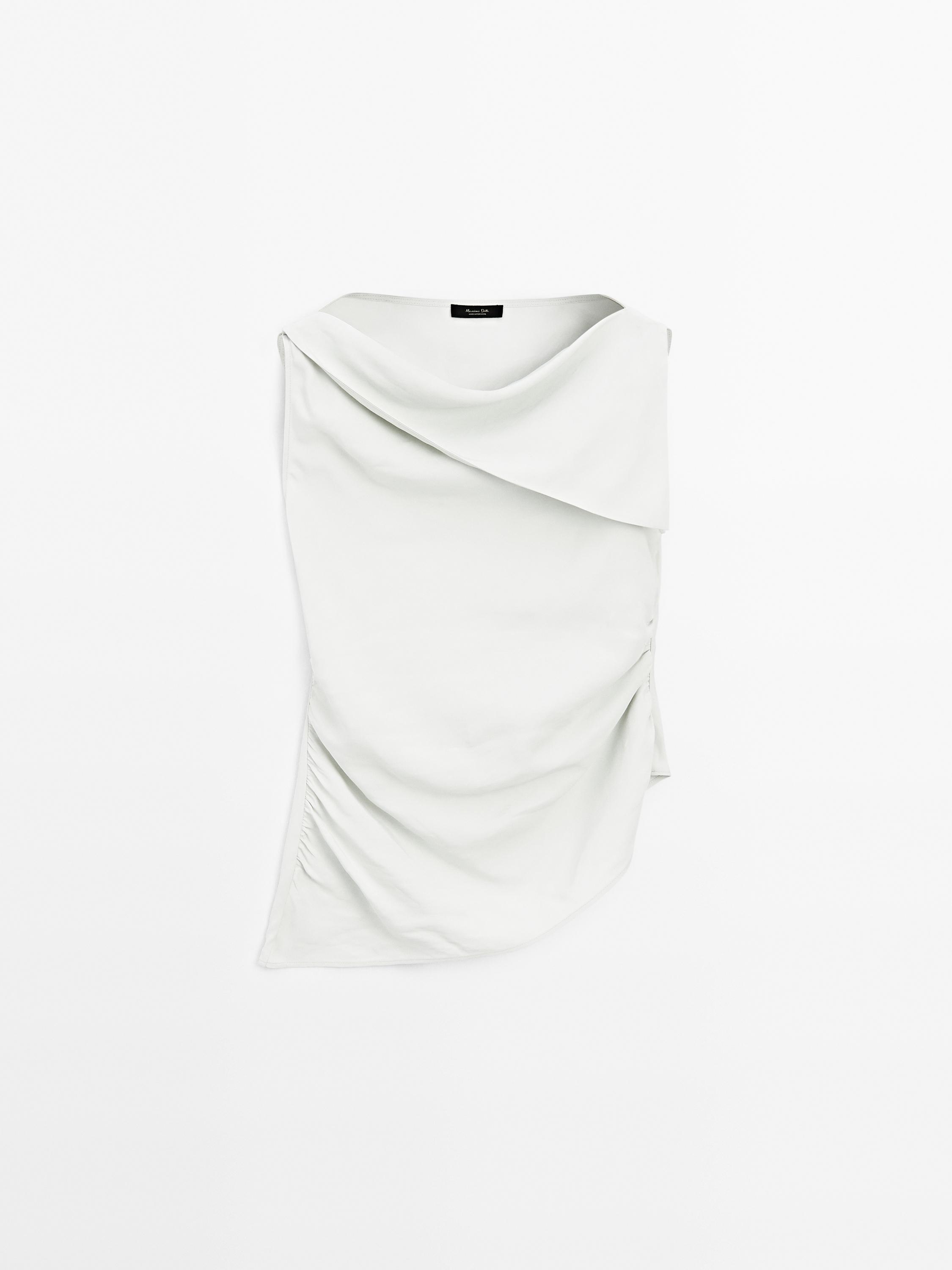Draped boat neck top