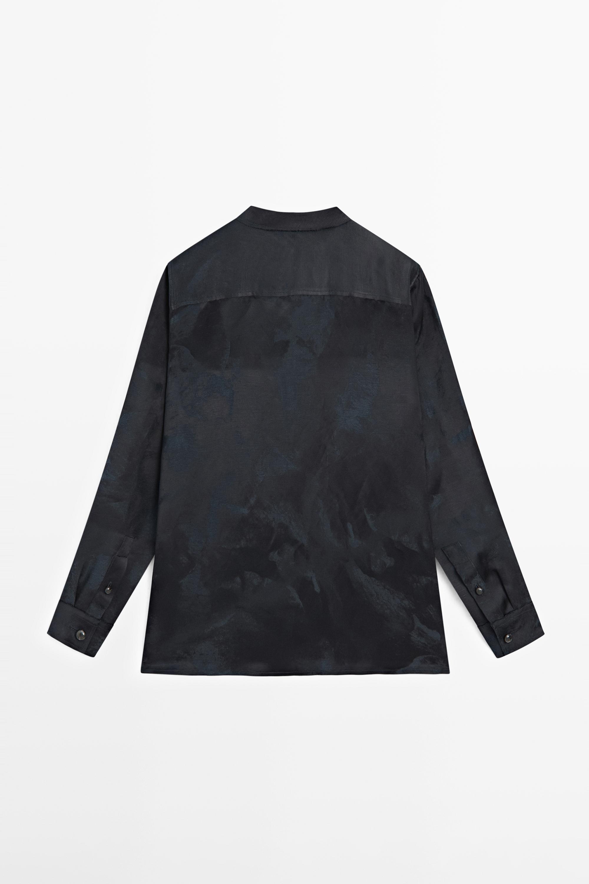 Flowing jacquard shirt — NAVY BLUE