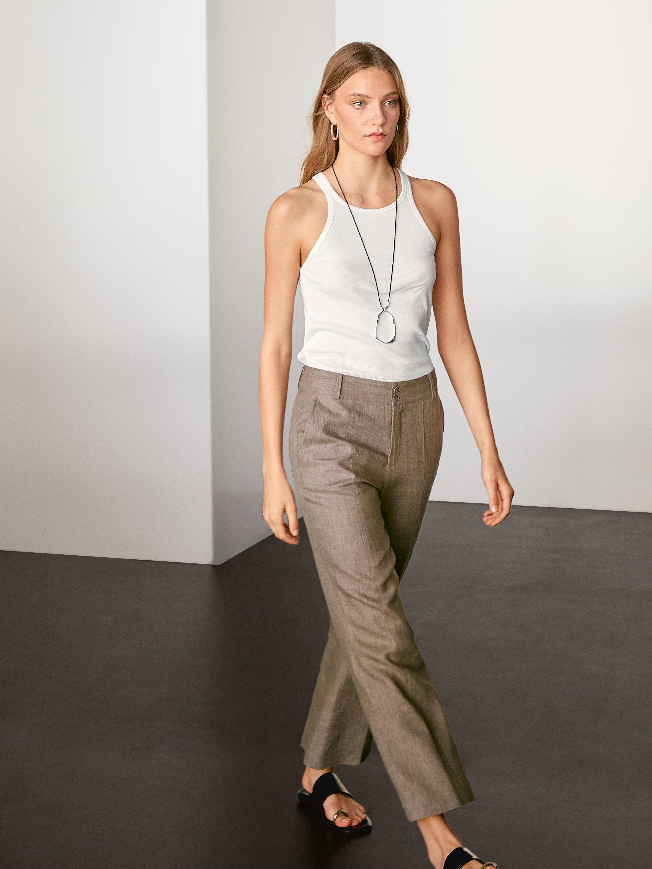 Pantalón flare fit 100% lino