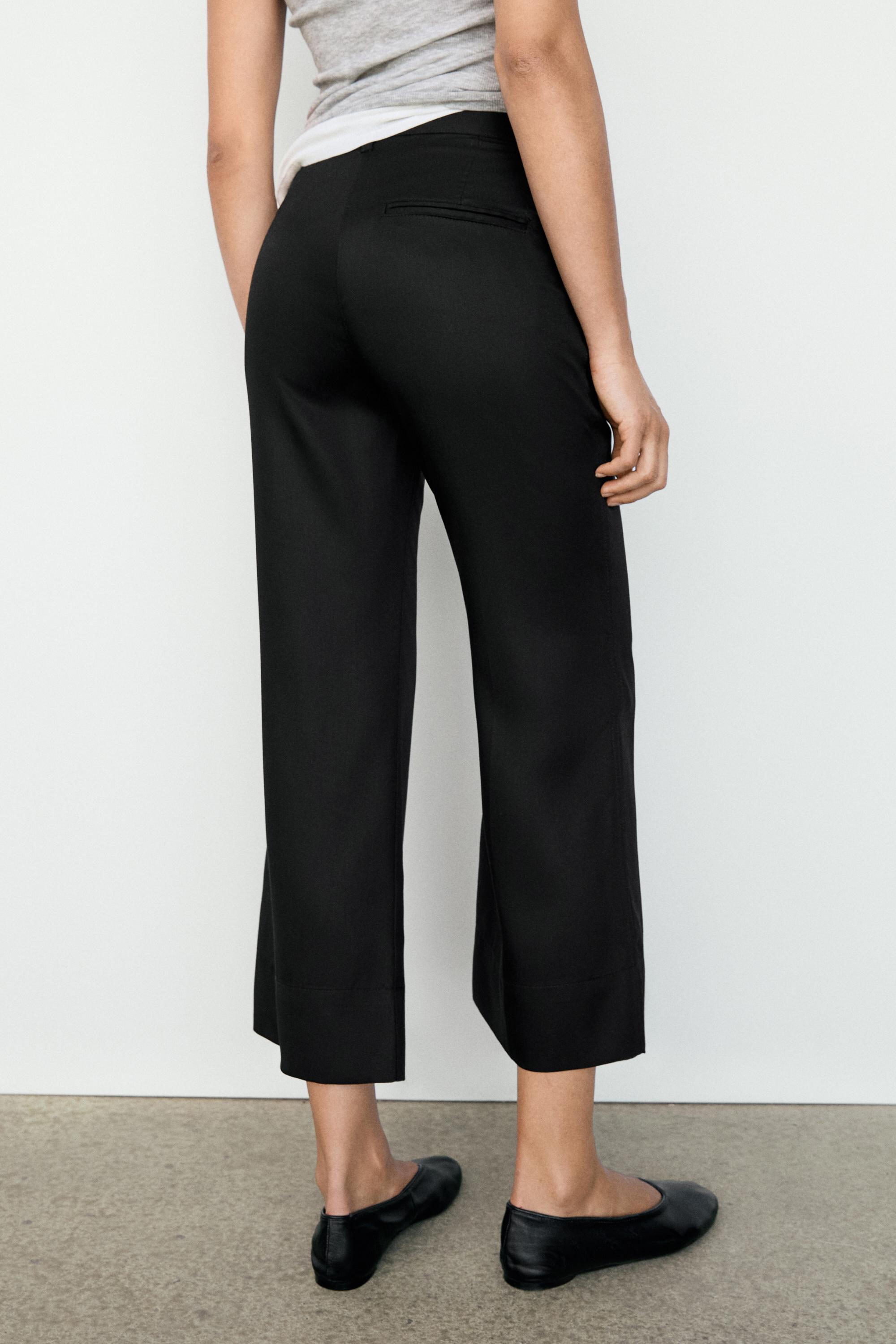 Cropped flare pants — BLACK