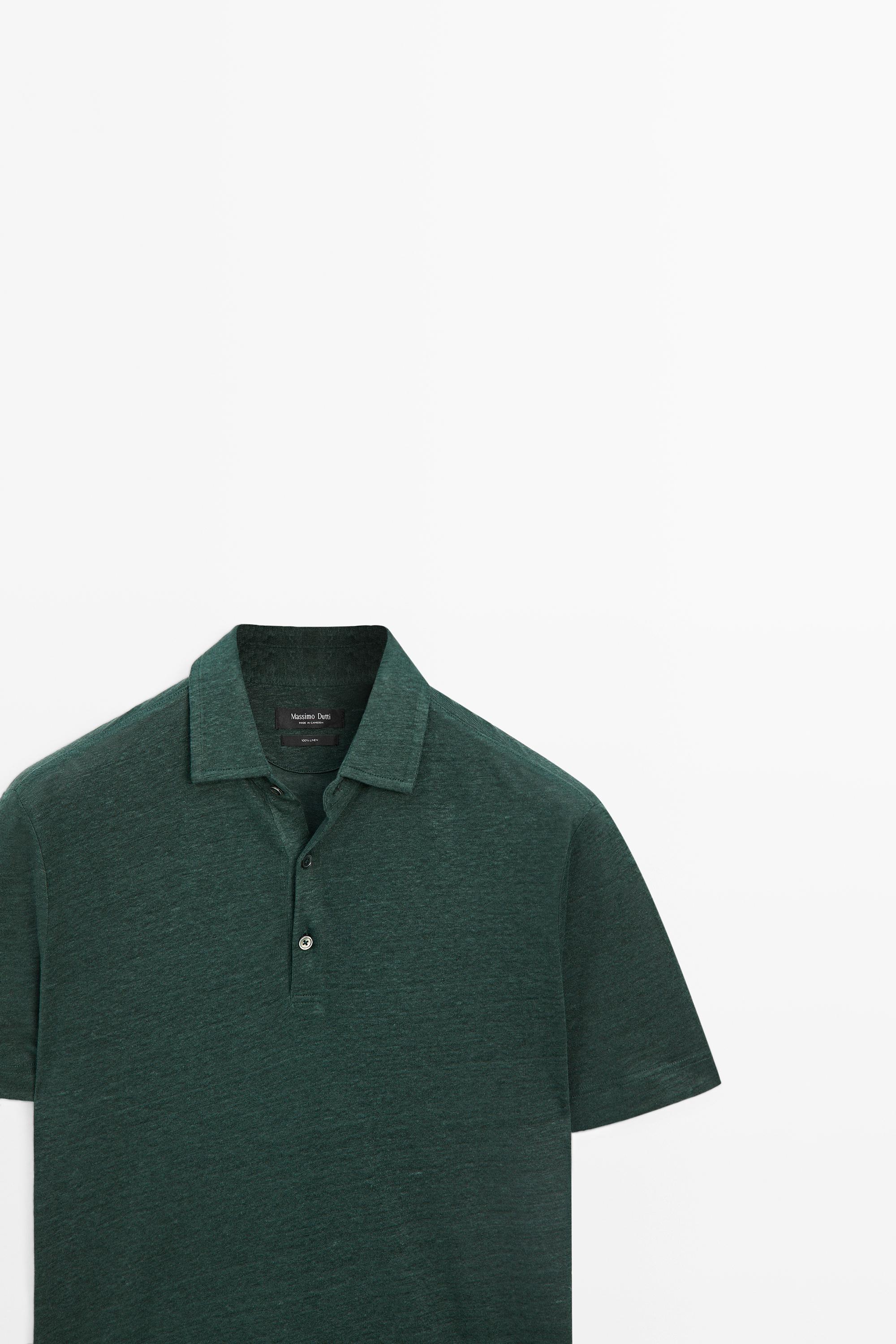 100% linen short sleeve polo shirt — BOTTLE