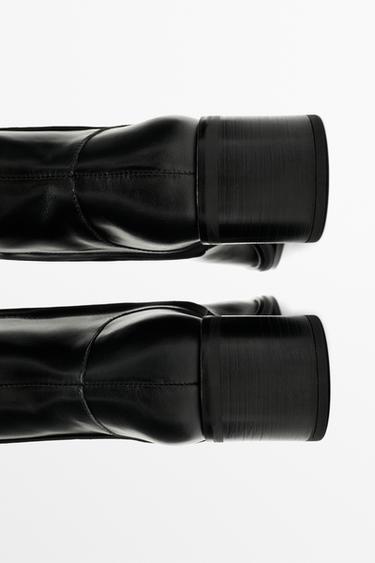 Leather heel ankle boot — BLACK 4