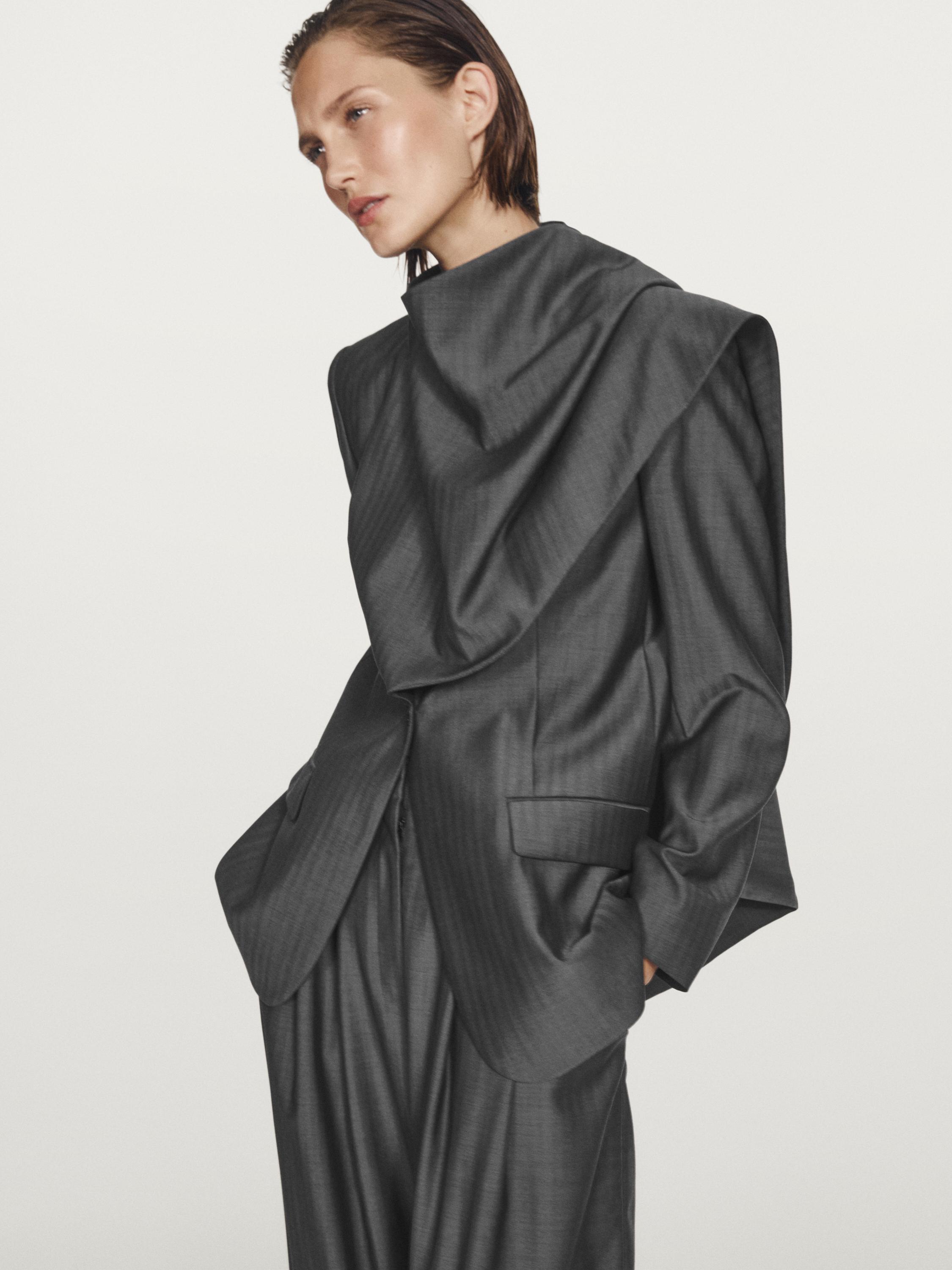 100% wool blazer with scarf detail - STUDIO