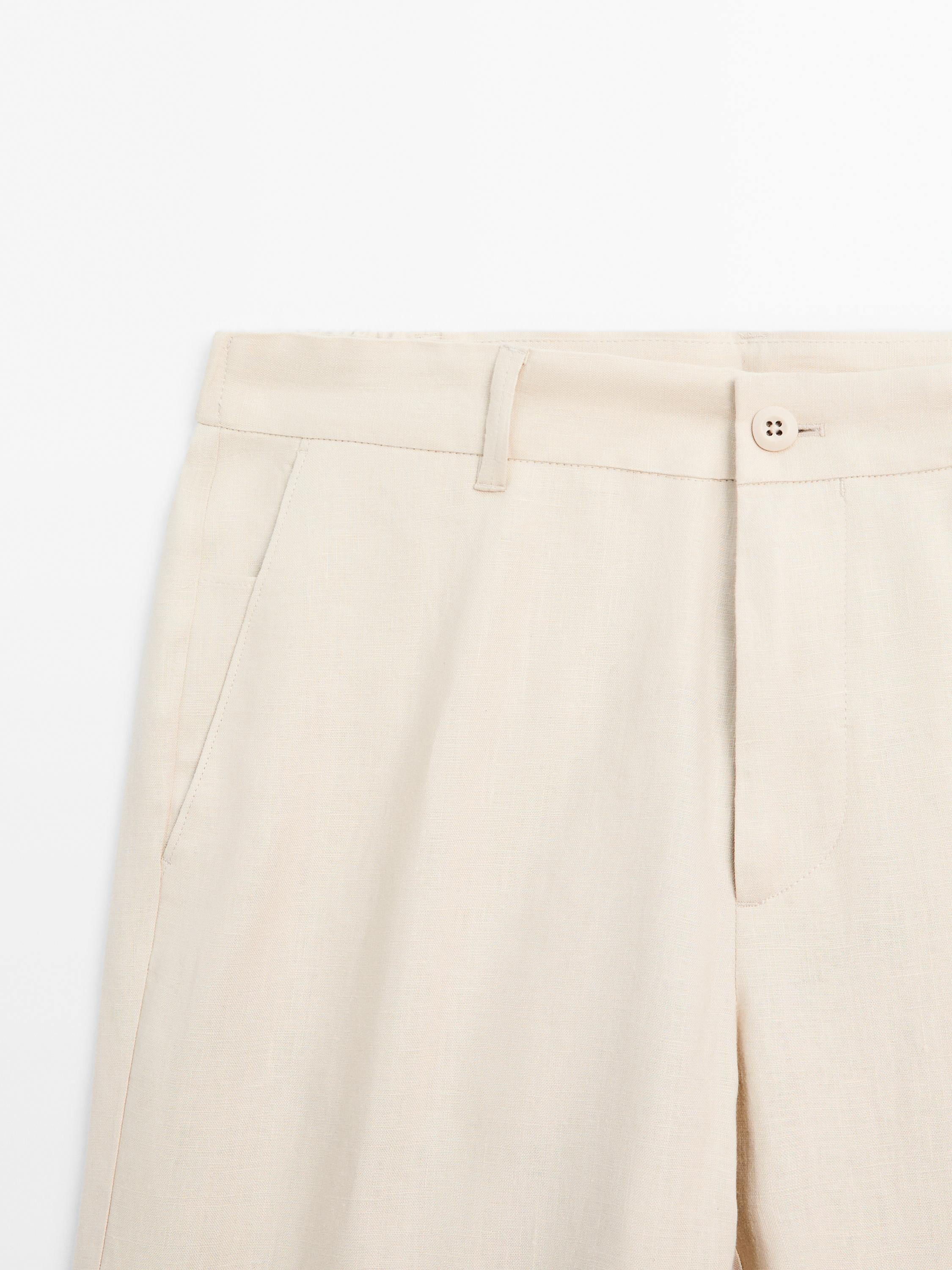 100% linen tapered fit trousers