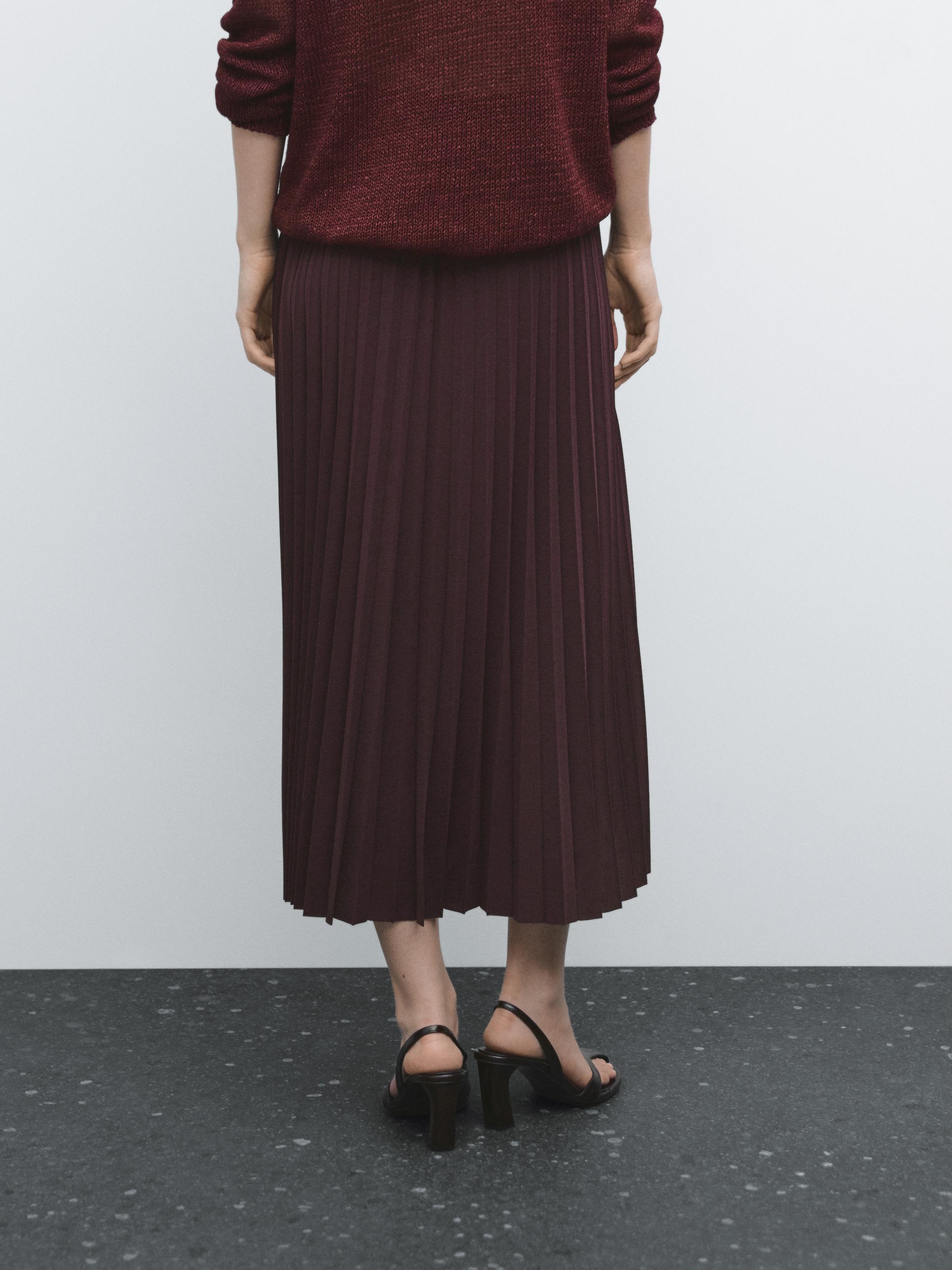 Long pleated flared skirt