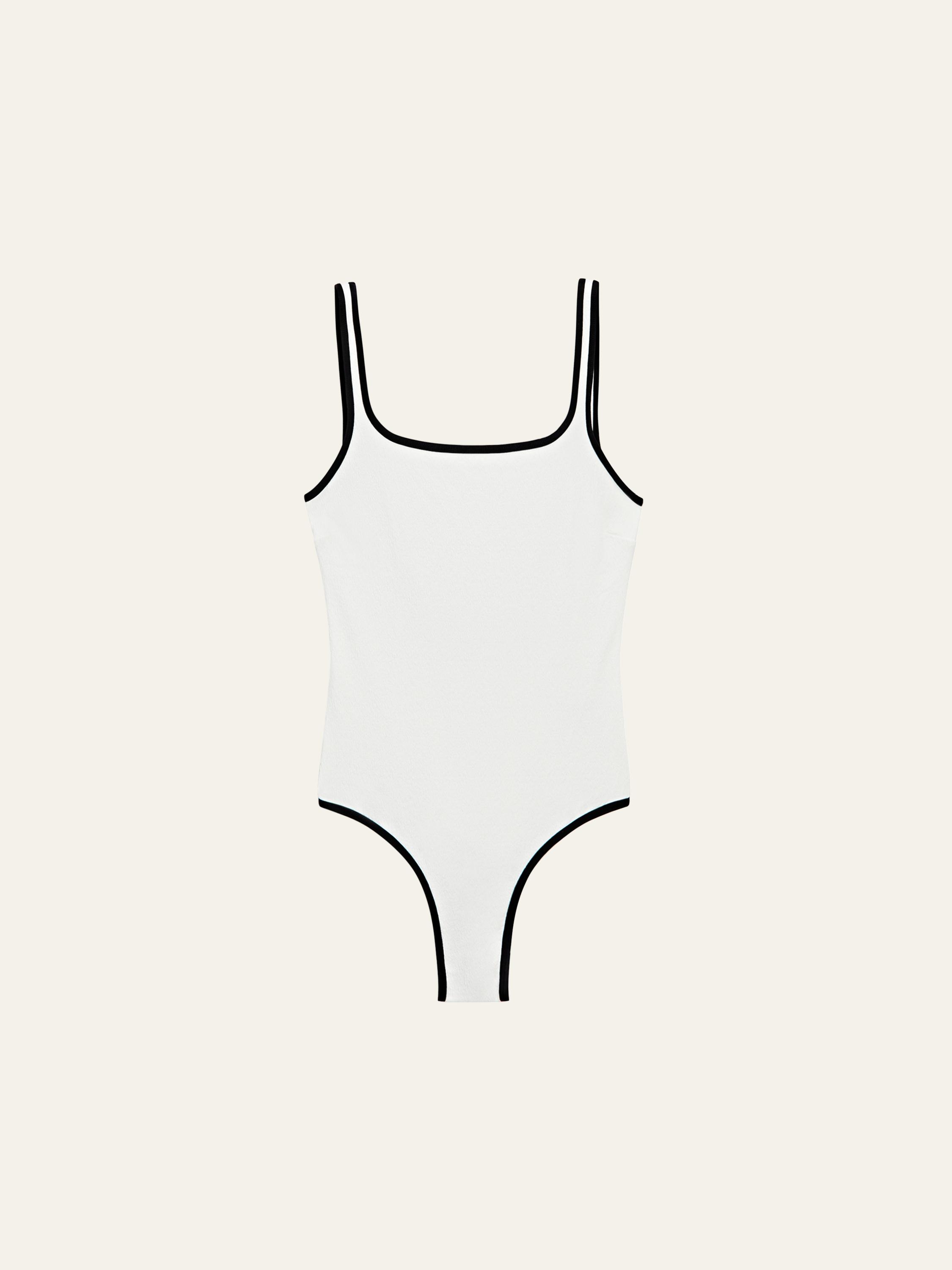Contrast texture swimsuit — Off white