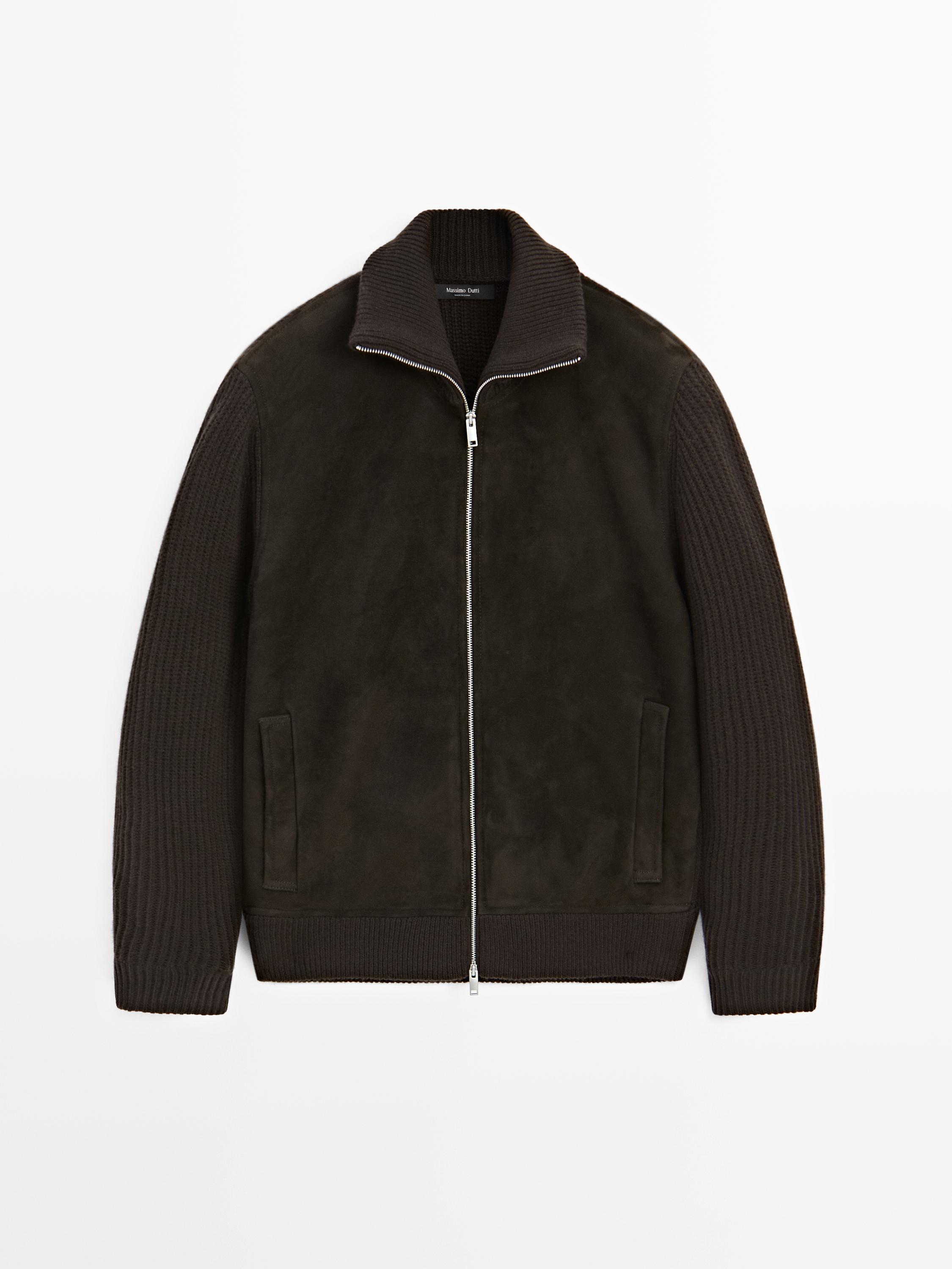 Chaqueta combinada cuello mock