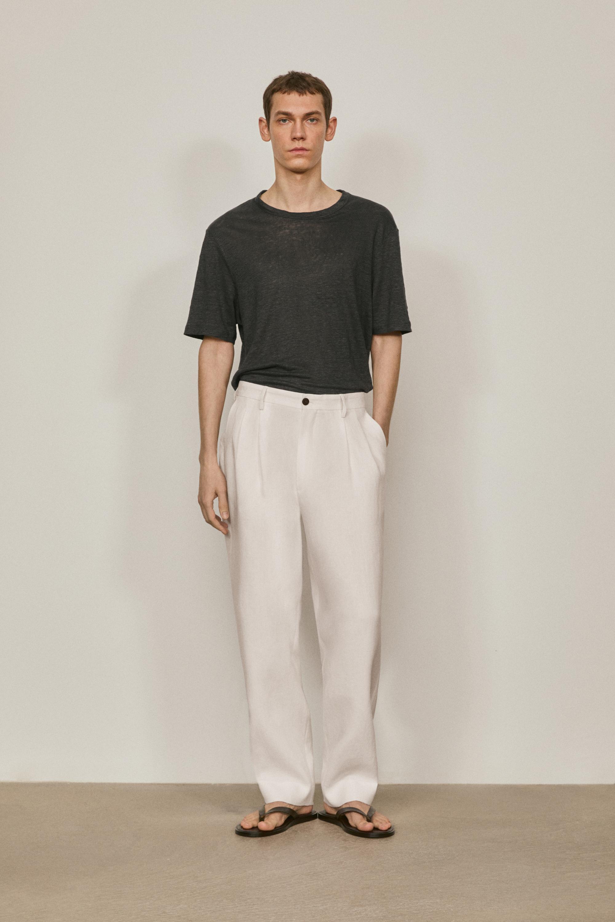 Linen trousers with double dart details - LIMITED EDITION — WHITE