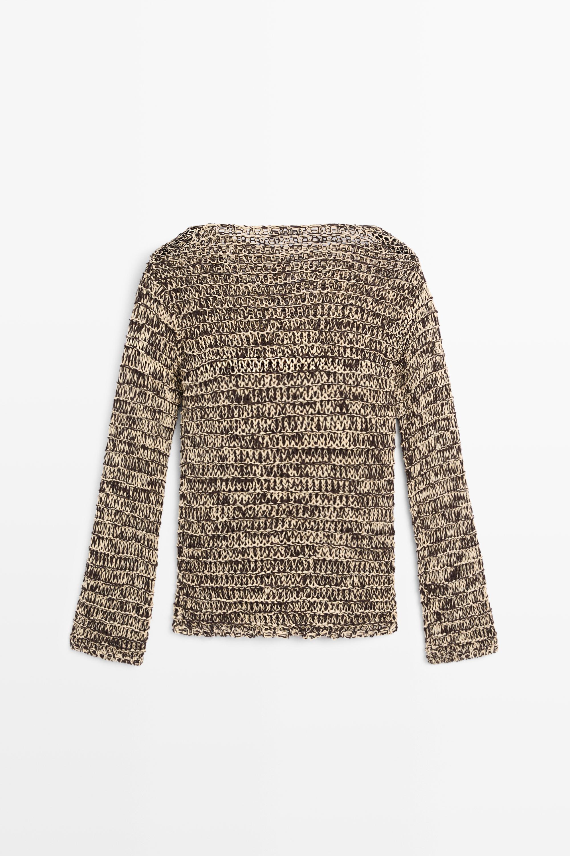 Marled knit sweater — SAND
