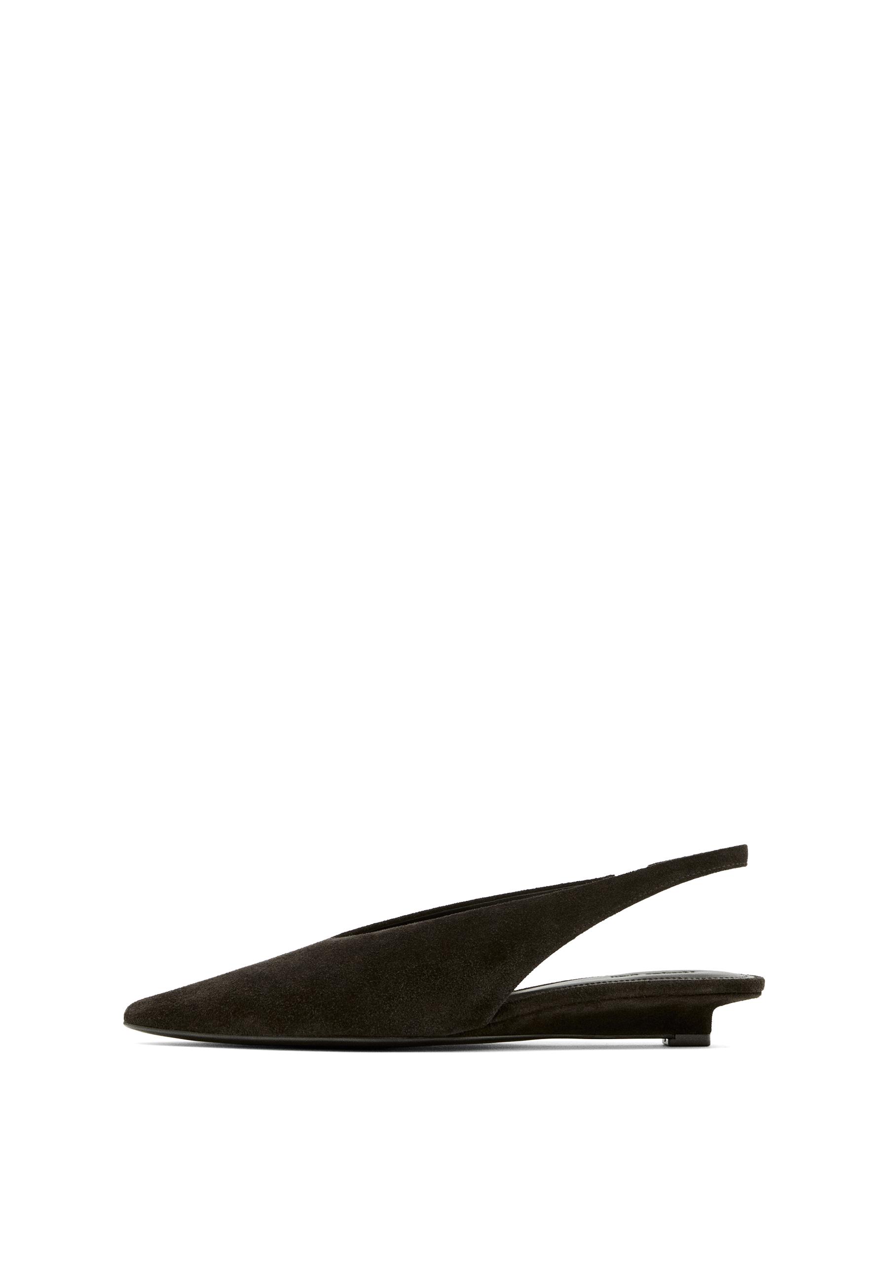 Split suede leather slingback shoes — BROWN