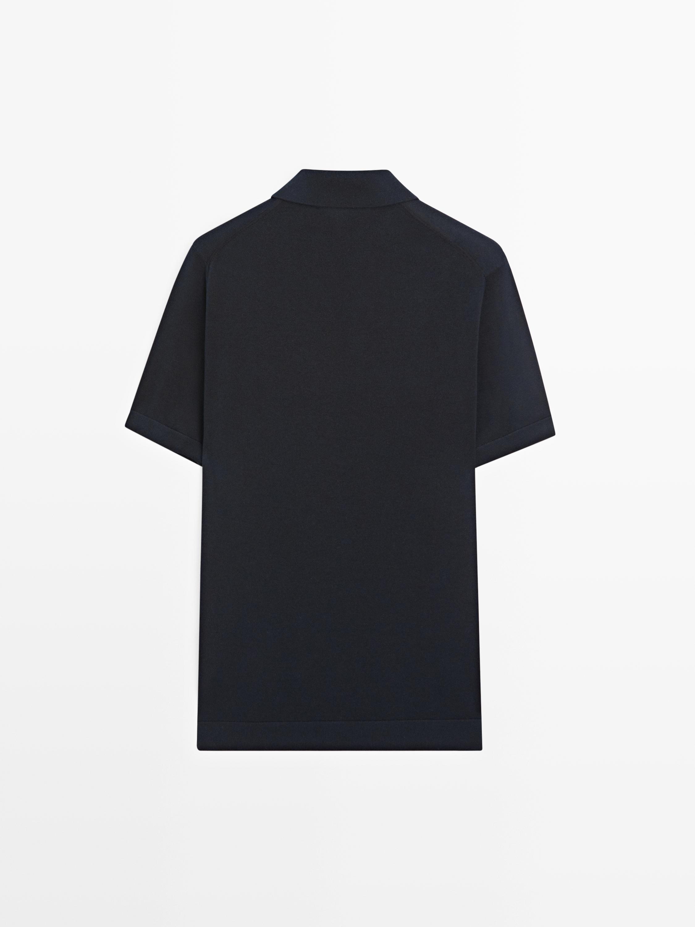 100% cotton knit polo shirt — NAVY BLUE