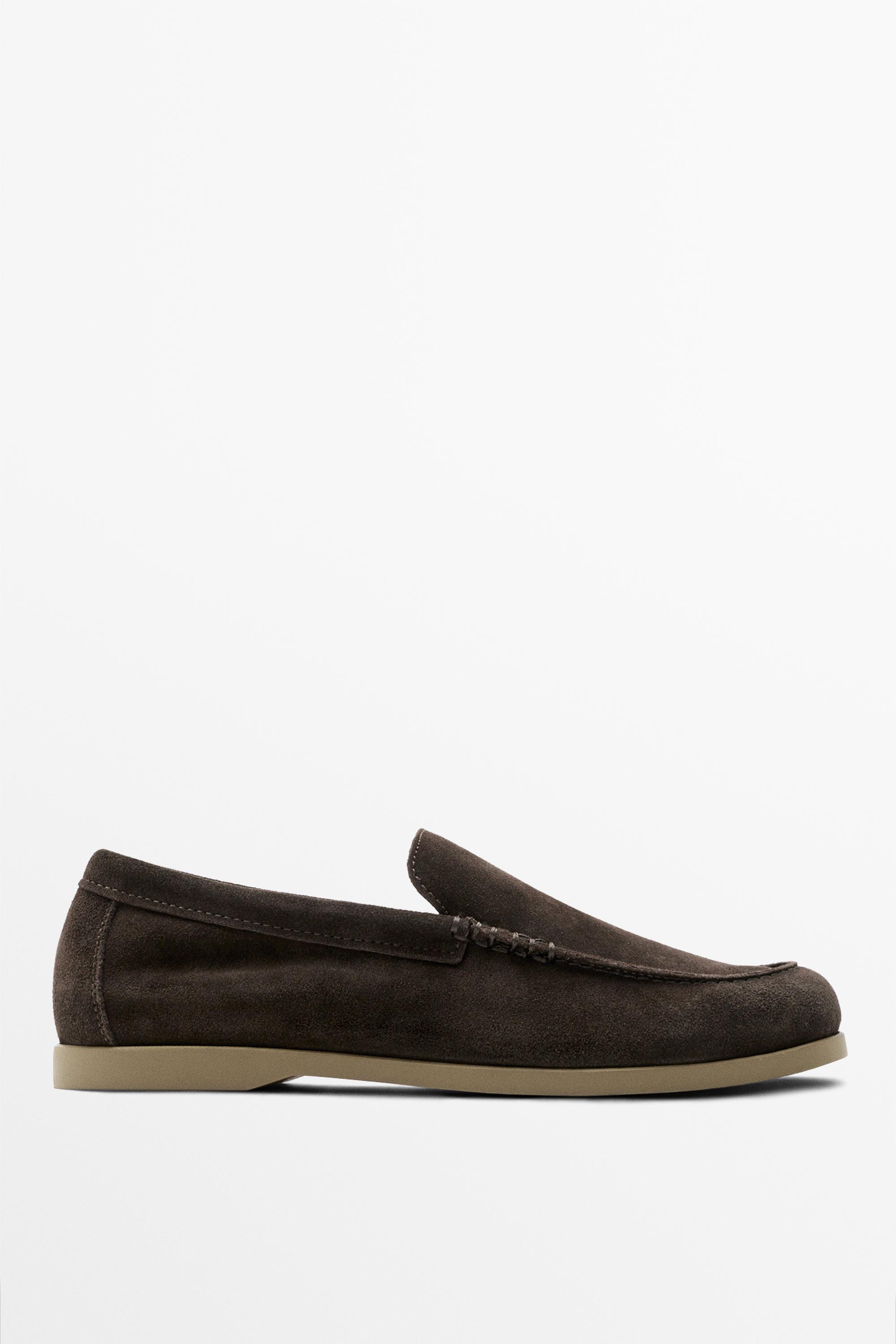 Soft split leather loafers — BROWN