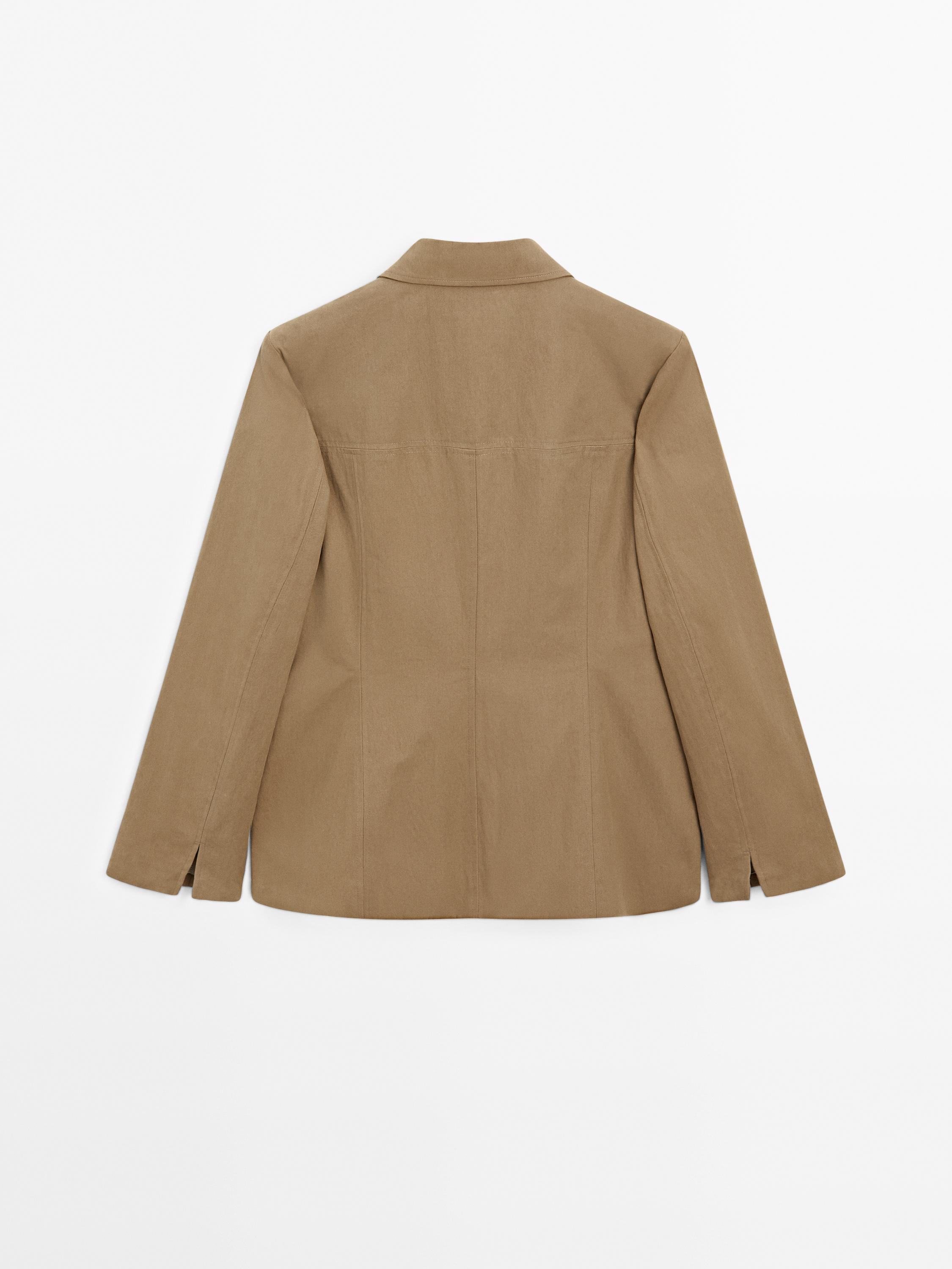 Cotton blend blazer with button detail