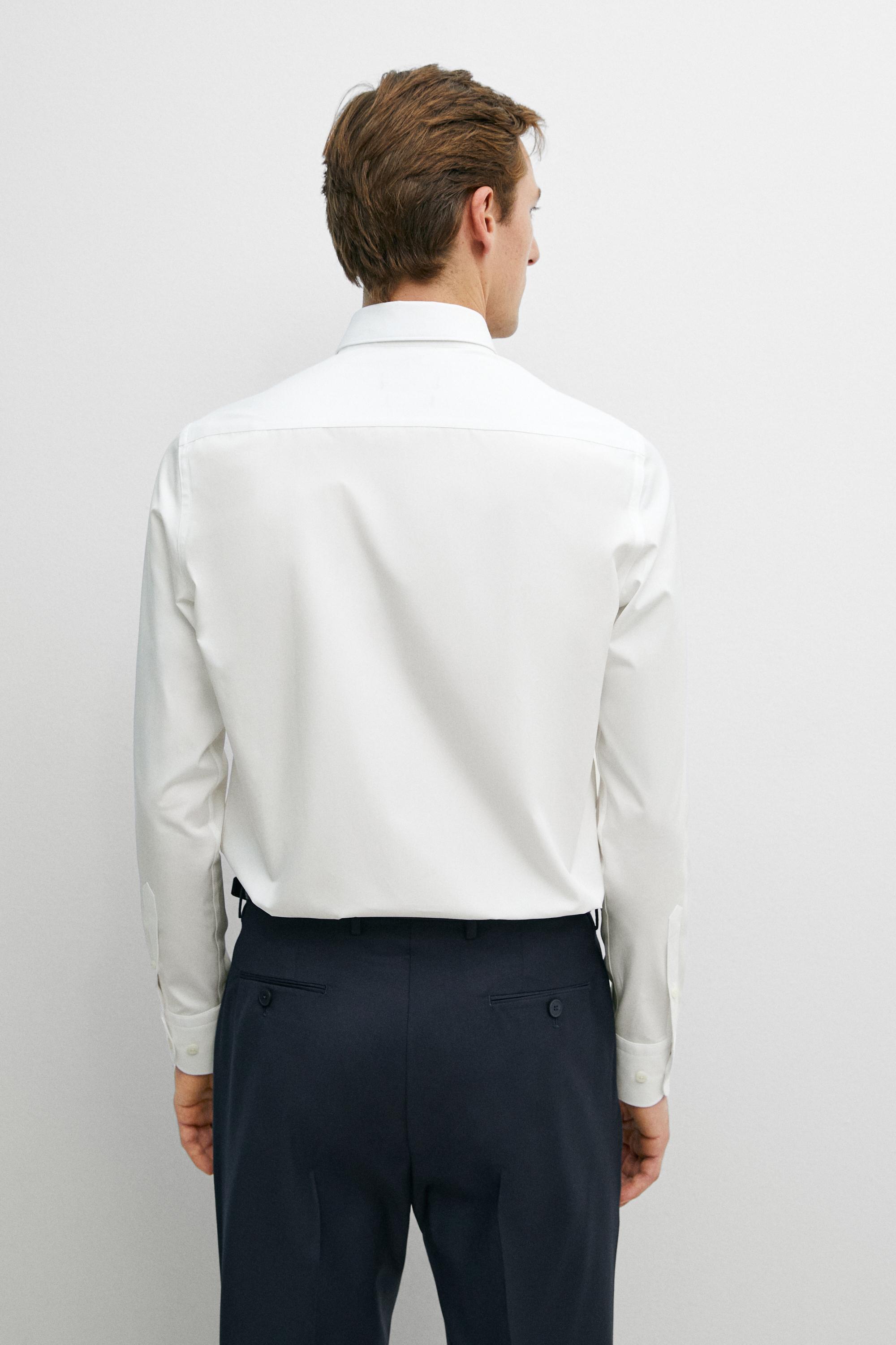 Slim fit 100% cotton poplin shirt — WHITE