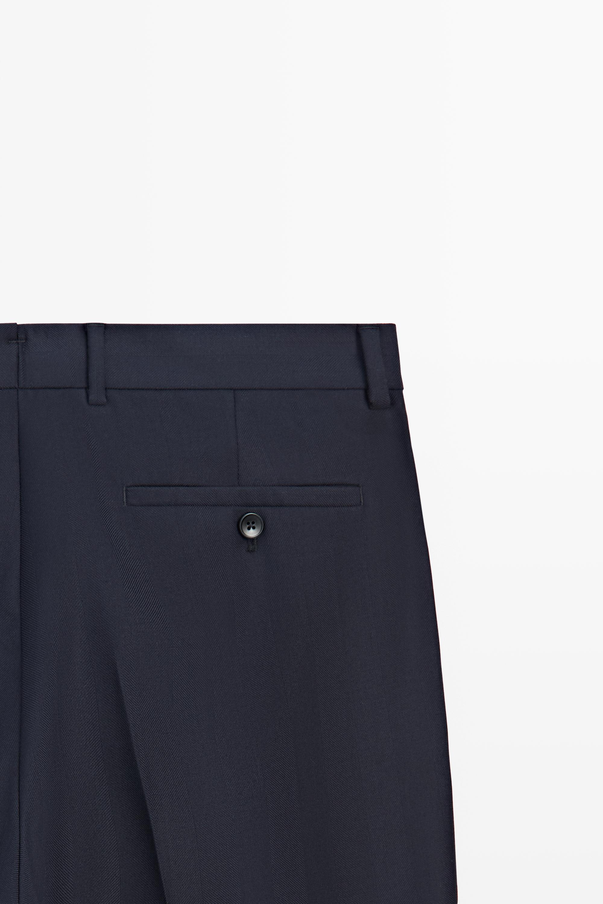 Herringbone suit pants — NAVY BLUE