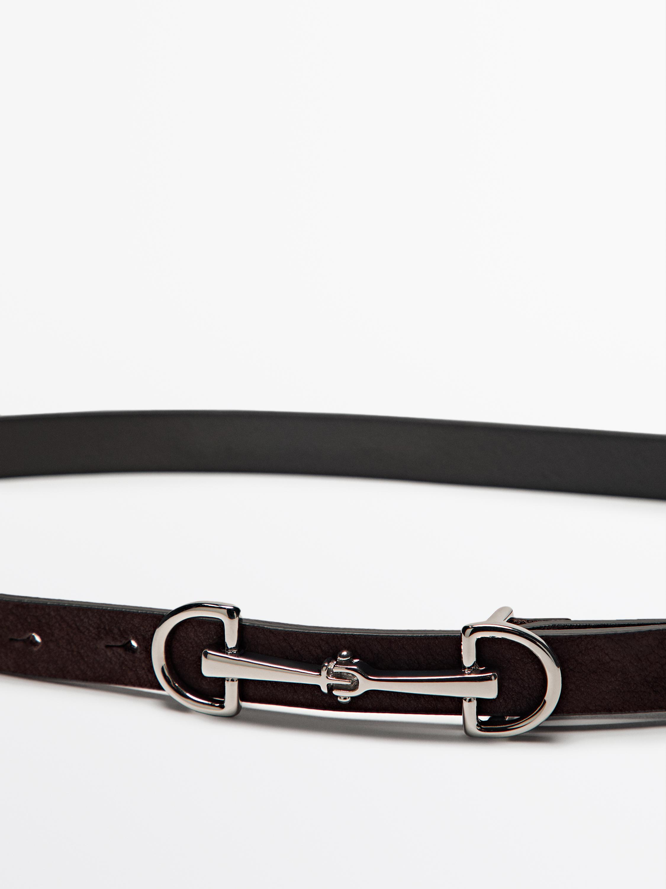 Nubuck leather equestrian belt — BROWN