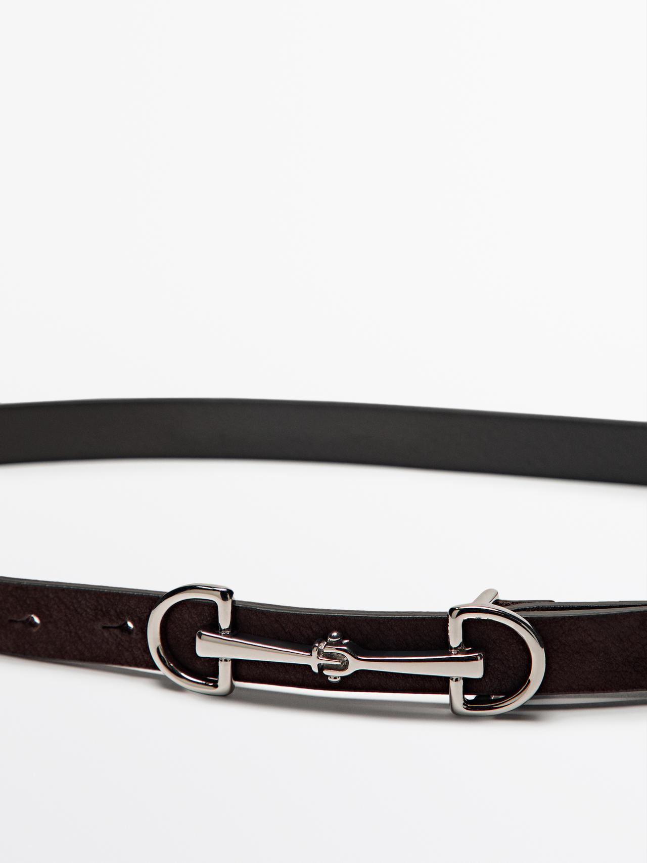 Nubuck leather equestrian belt — BROWN