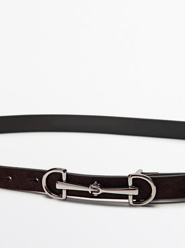 Nubuck leather equestrian belt — BROWN 2