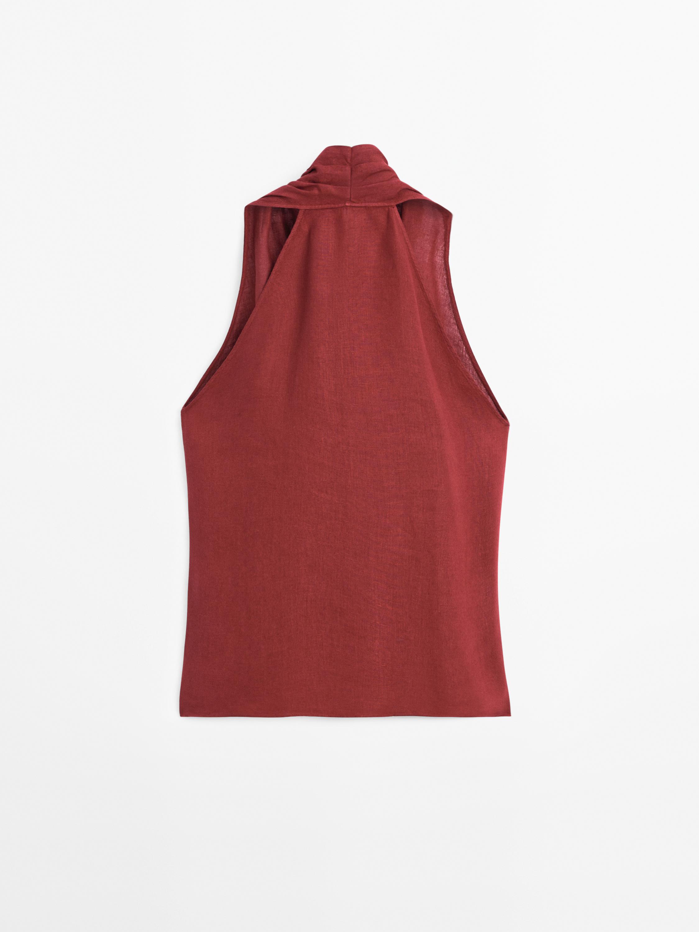 Linen crossover halter top