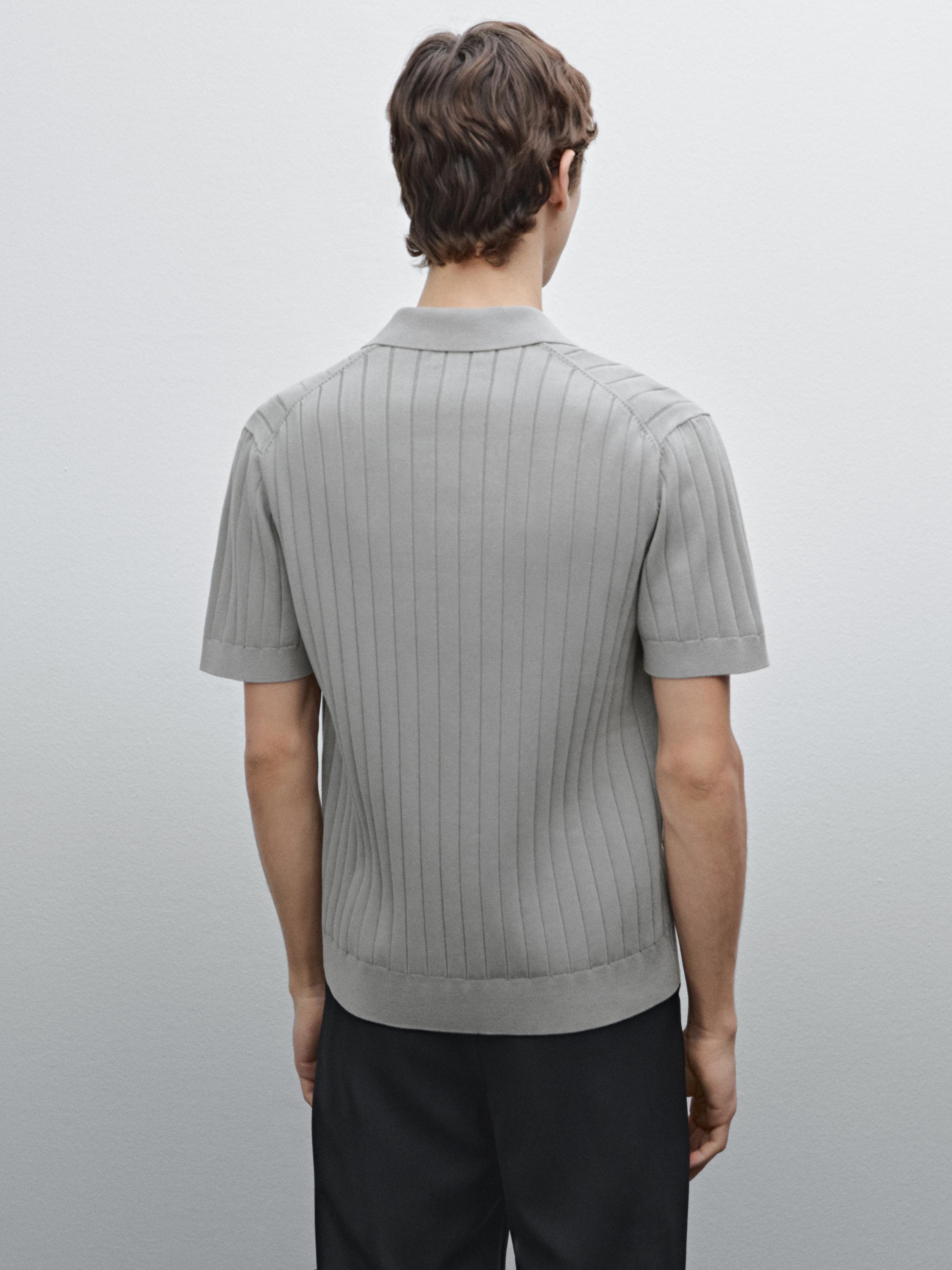 V-neck cotton polo sweater with trims
