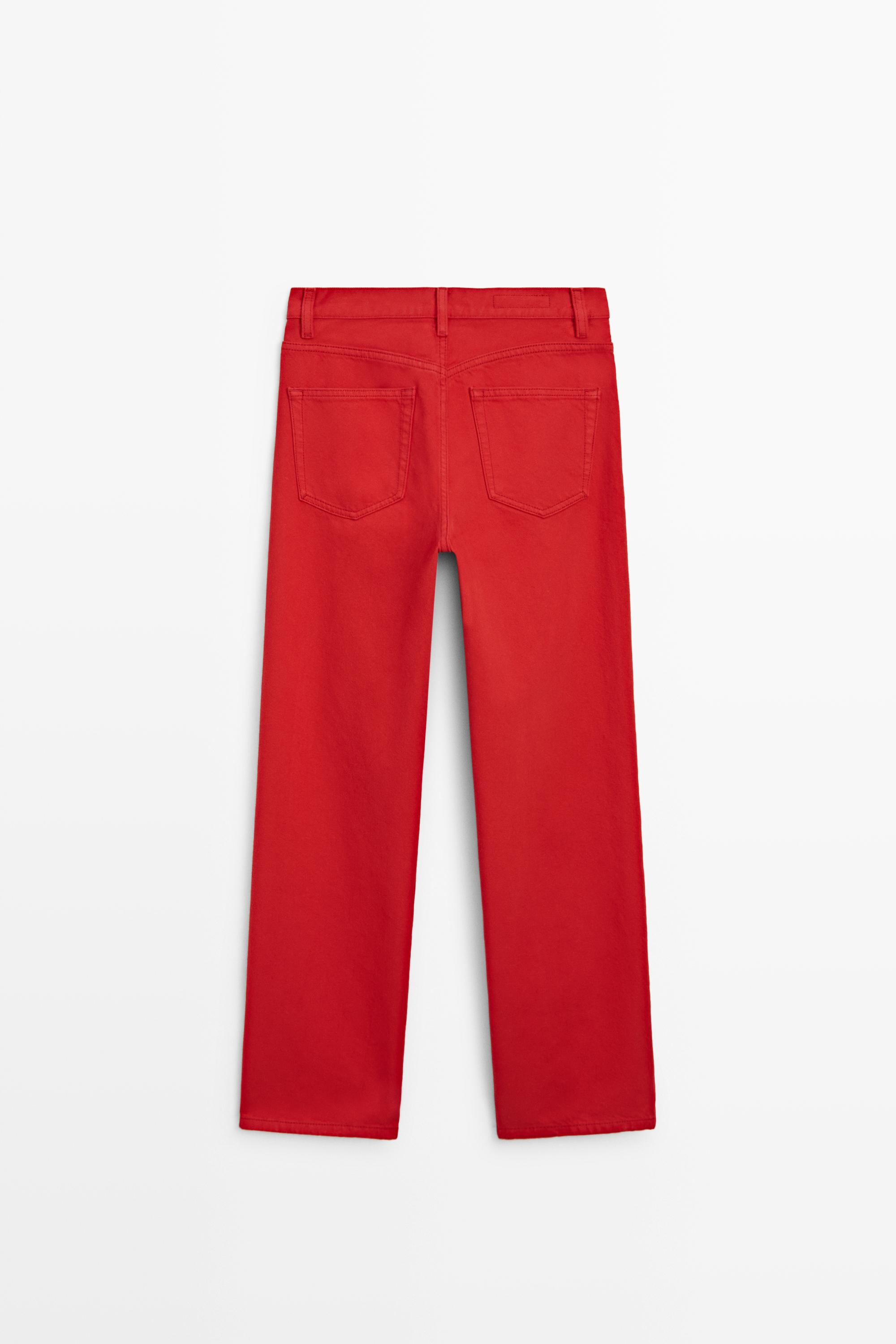 Straight-leg high-waist jeans — RED