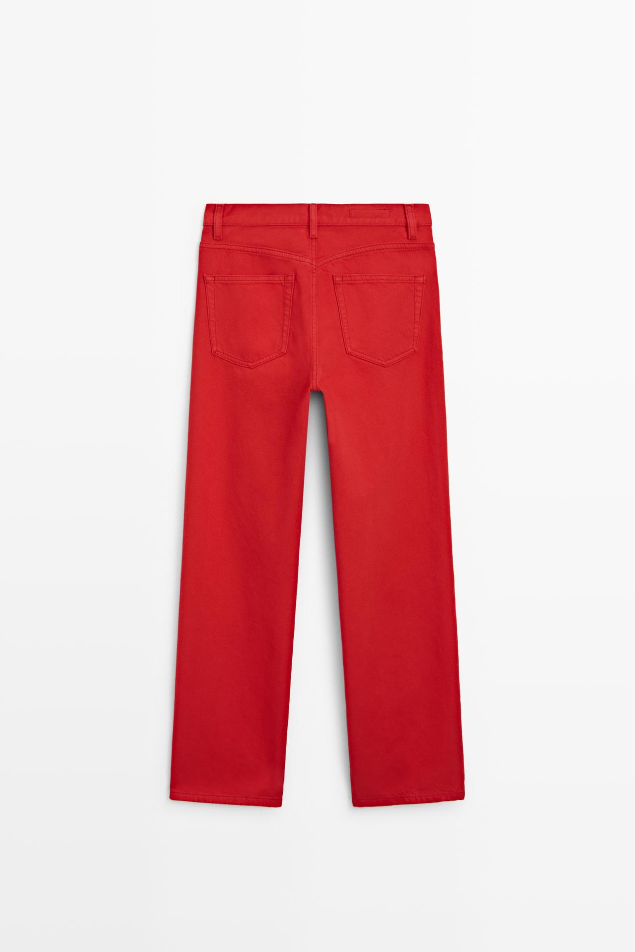 Straight-leg high-waist jeans — RED