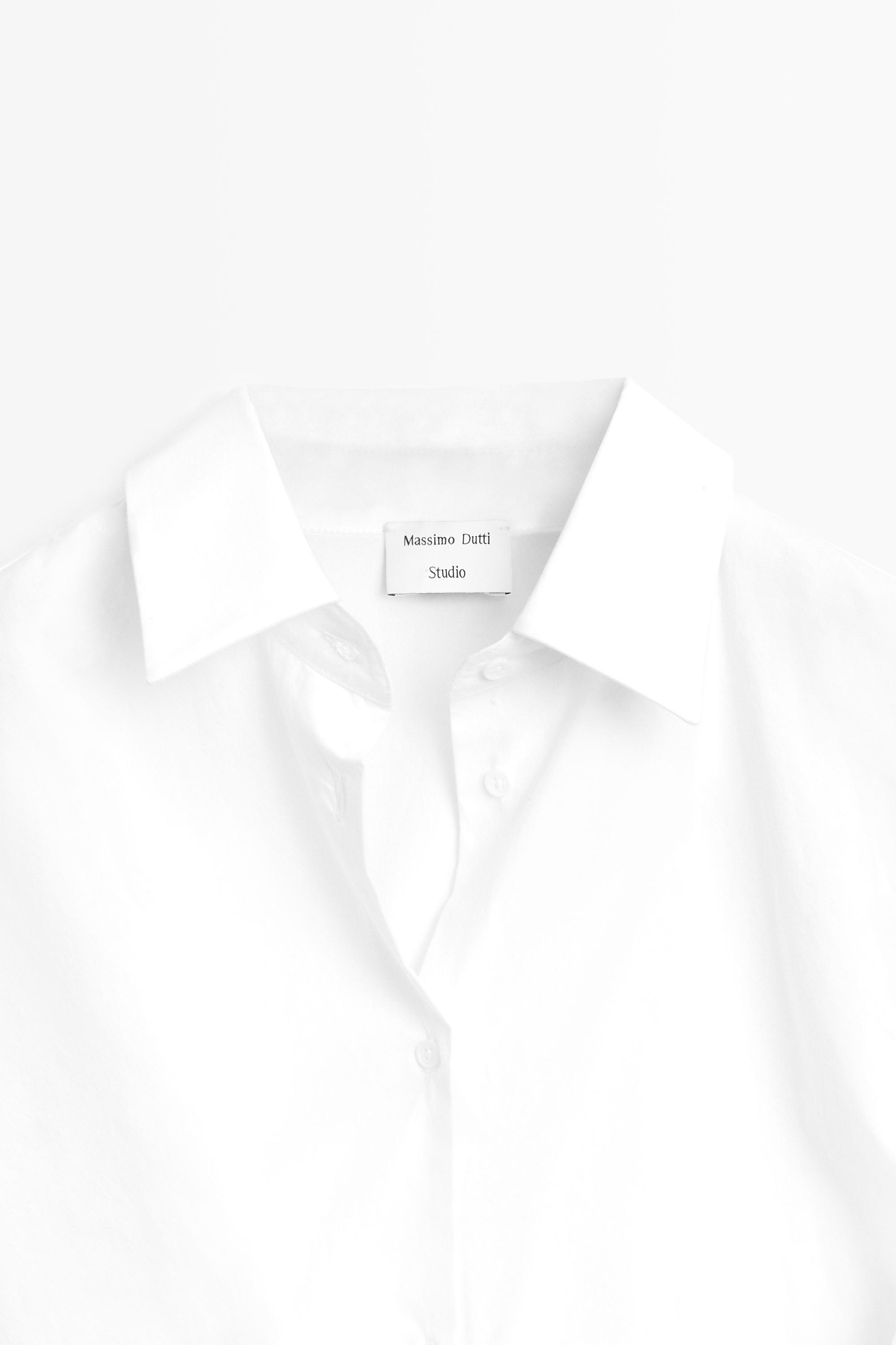 100% cotton shirt with gathered detail - STUDIO — WHITE