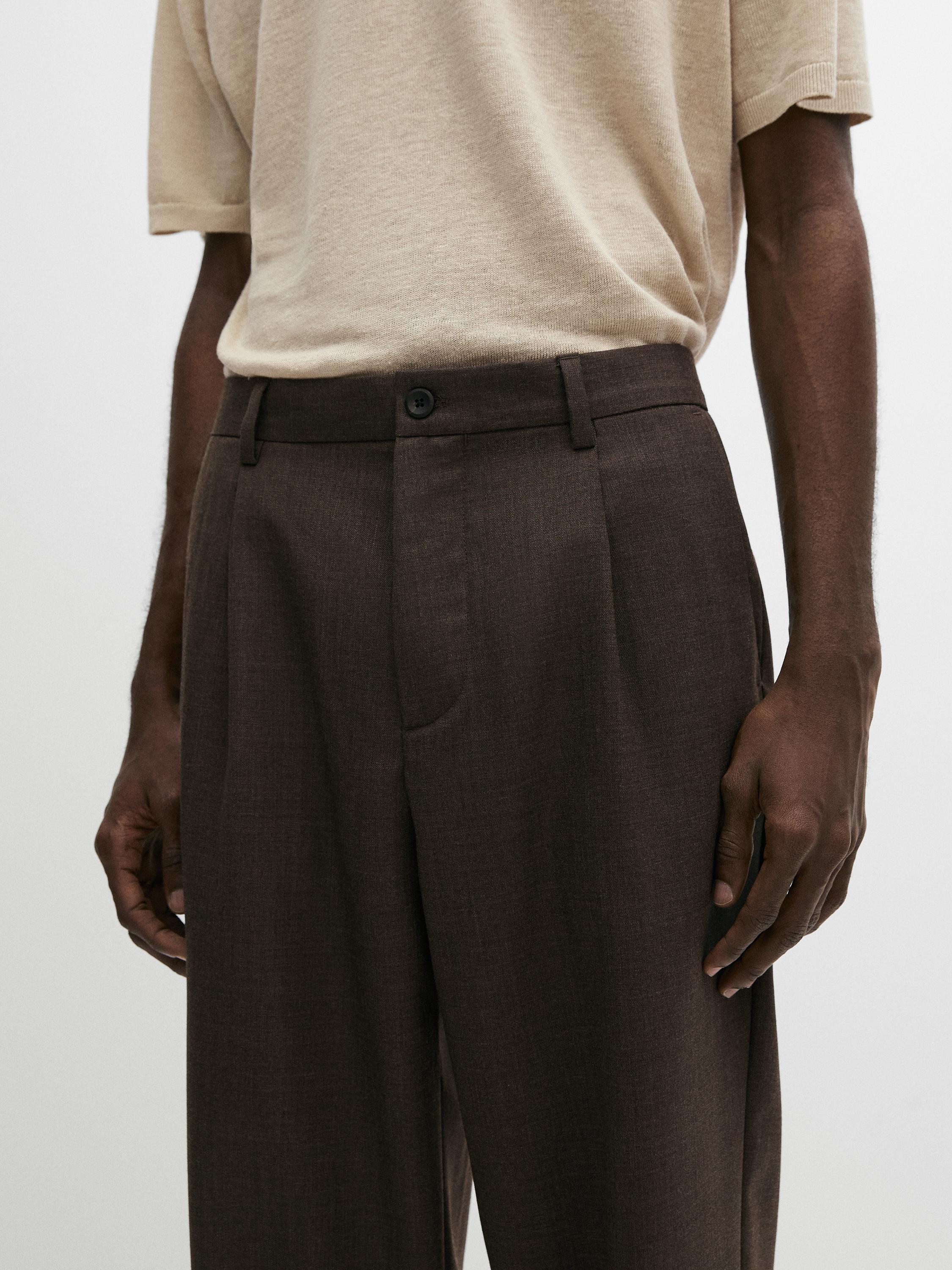 Darted wool trousers — BROWN