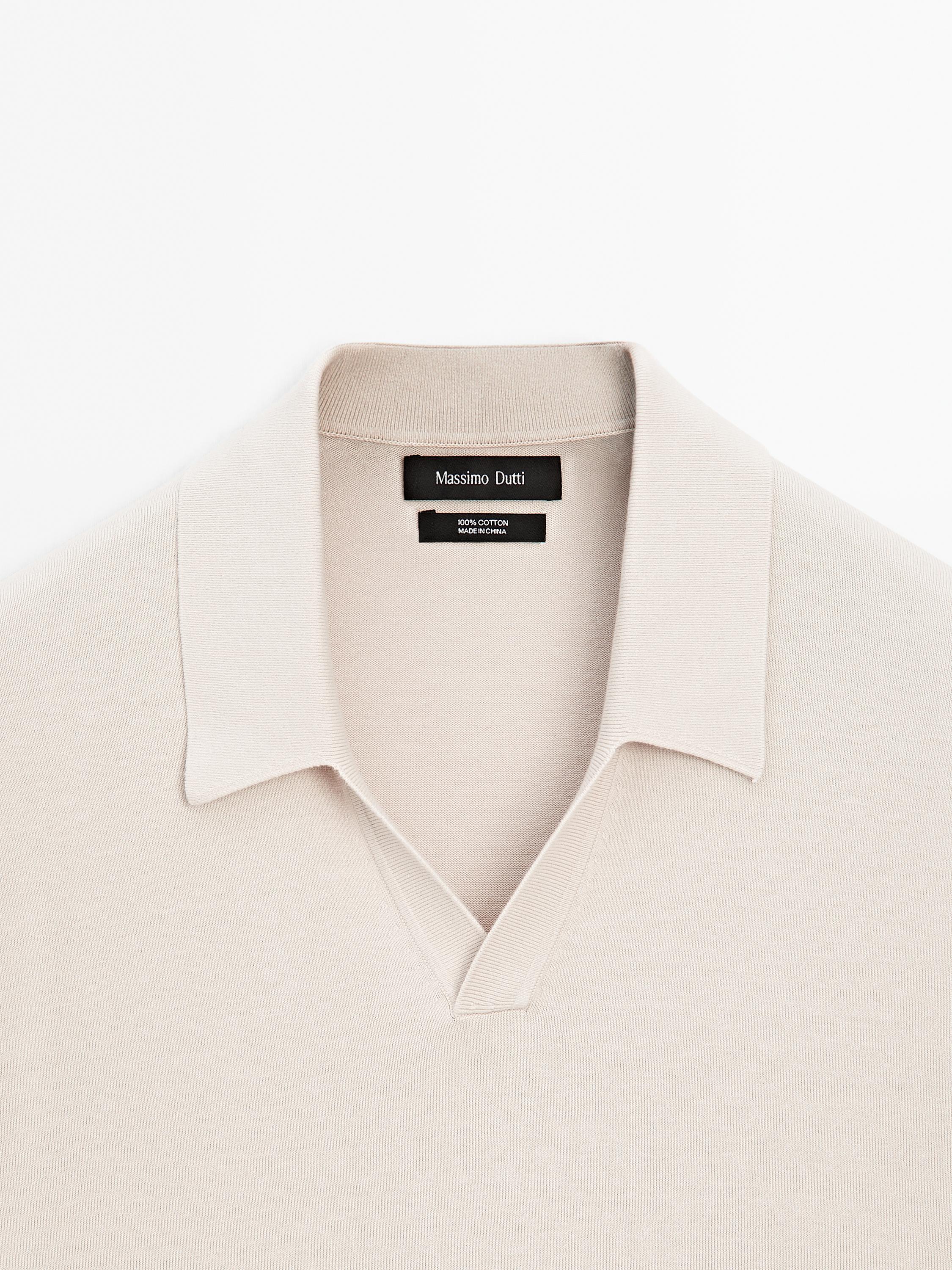 Short sleeve cotton knit polo shirt