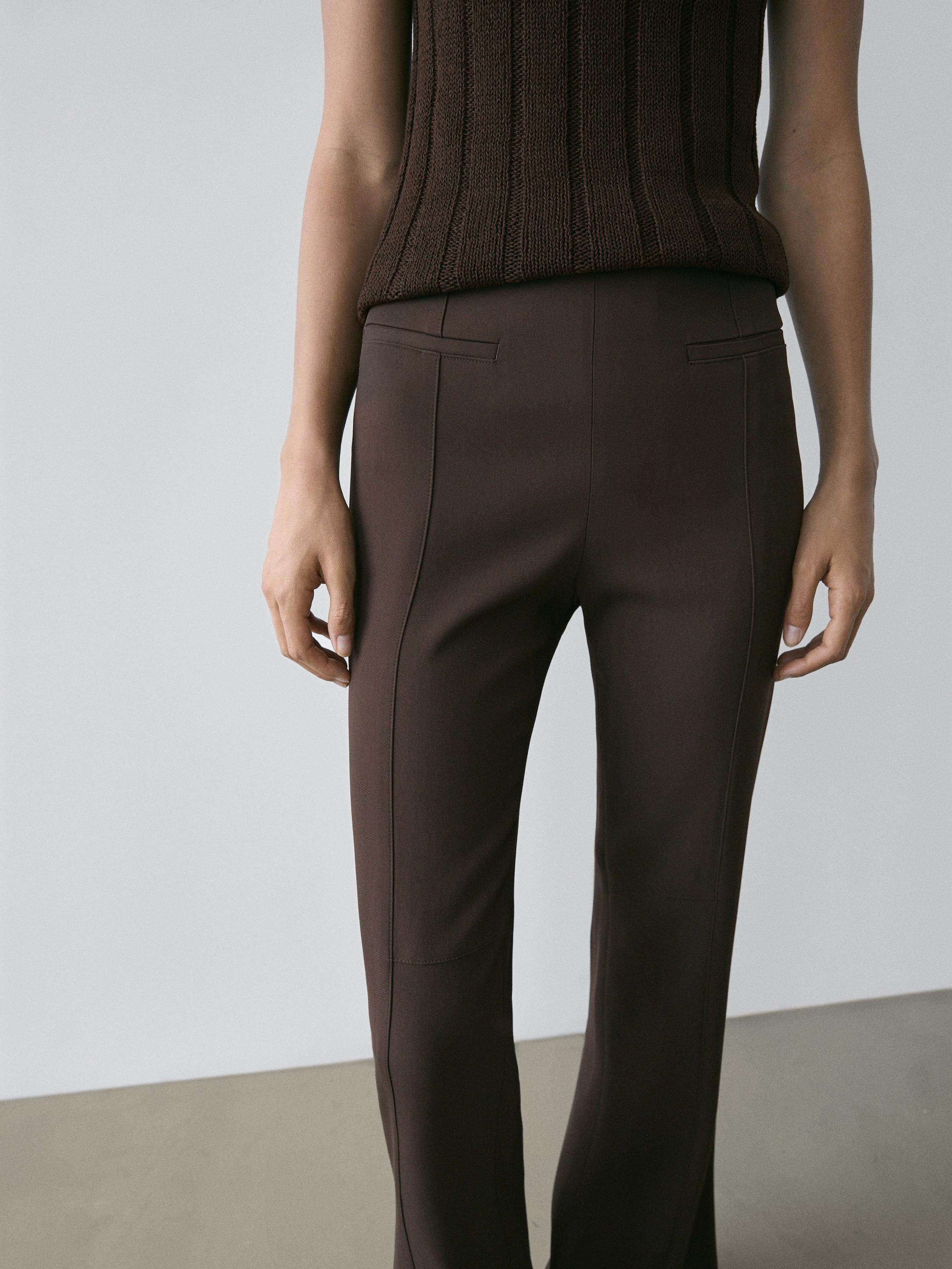 Flared trousers with pocket — BROWN