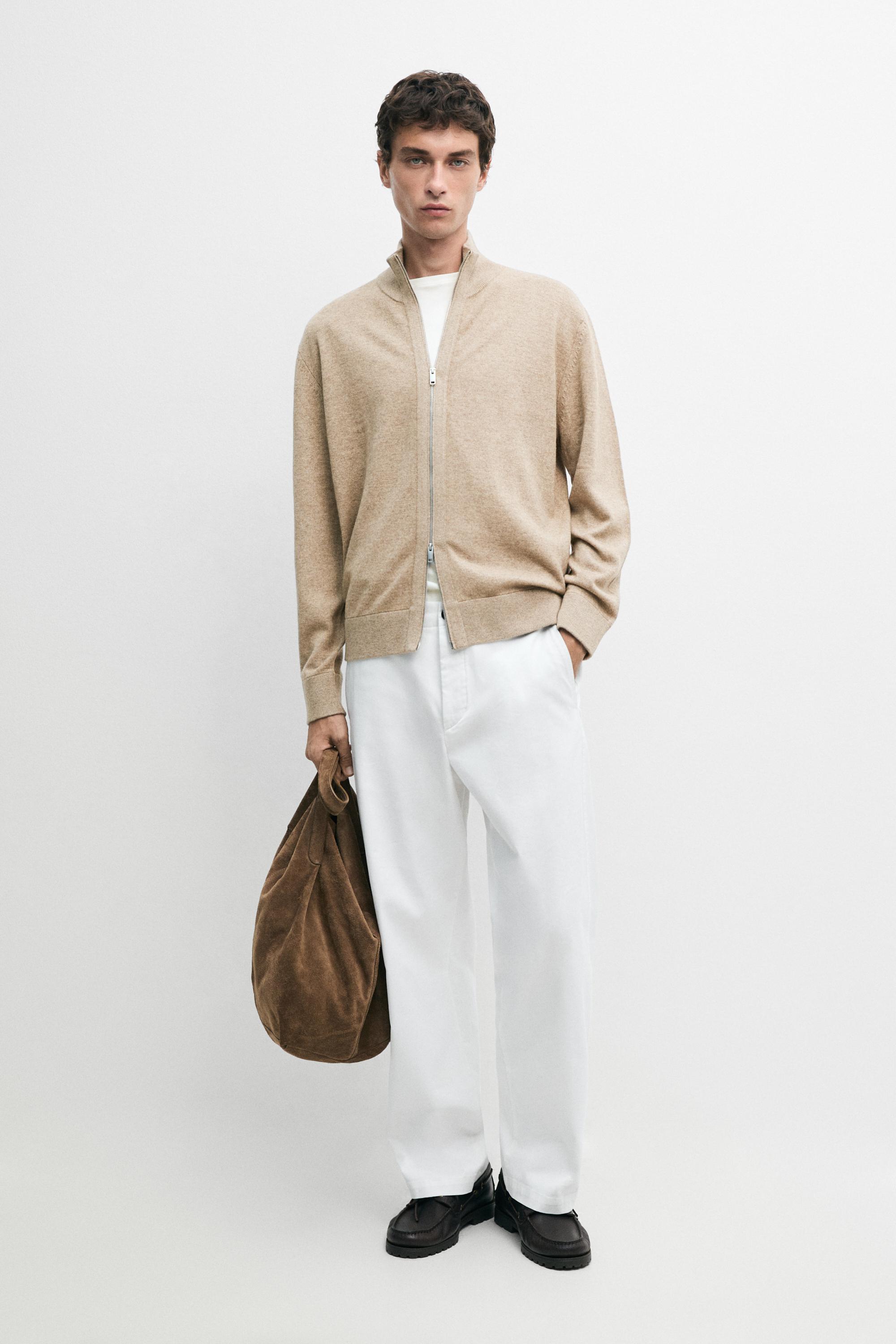 Wool blend cardigan with zip detail