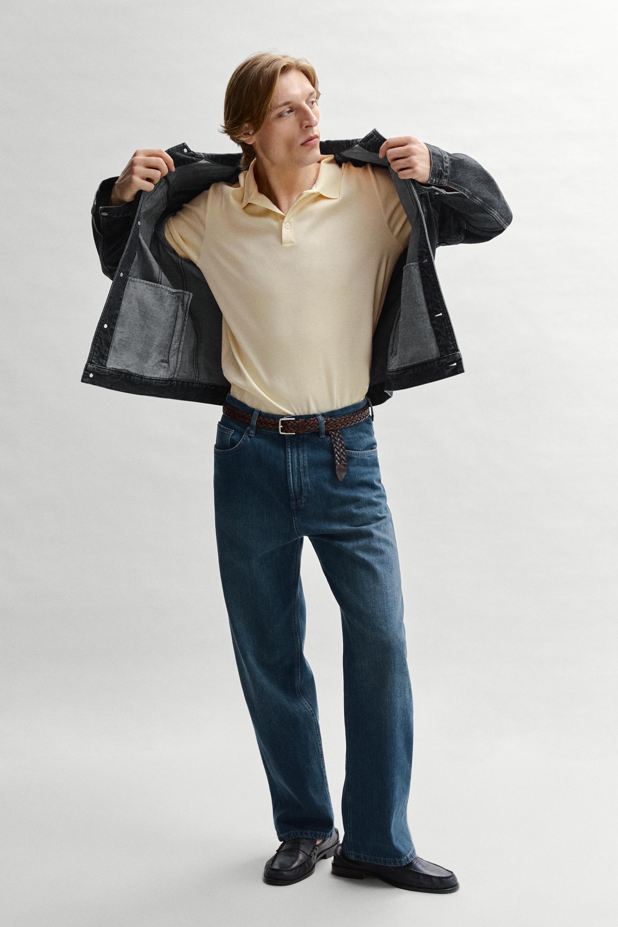 Short sleeve cotton polo shirt — Yellow