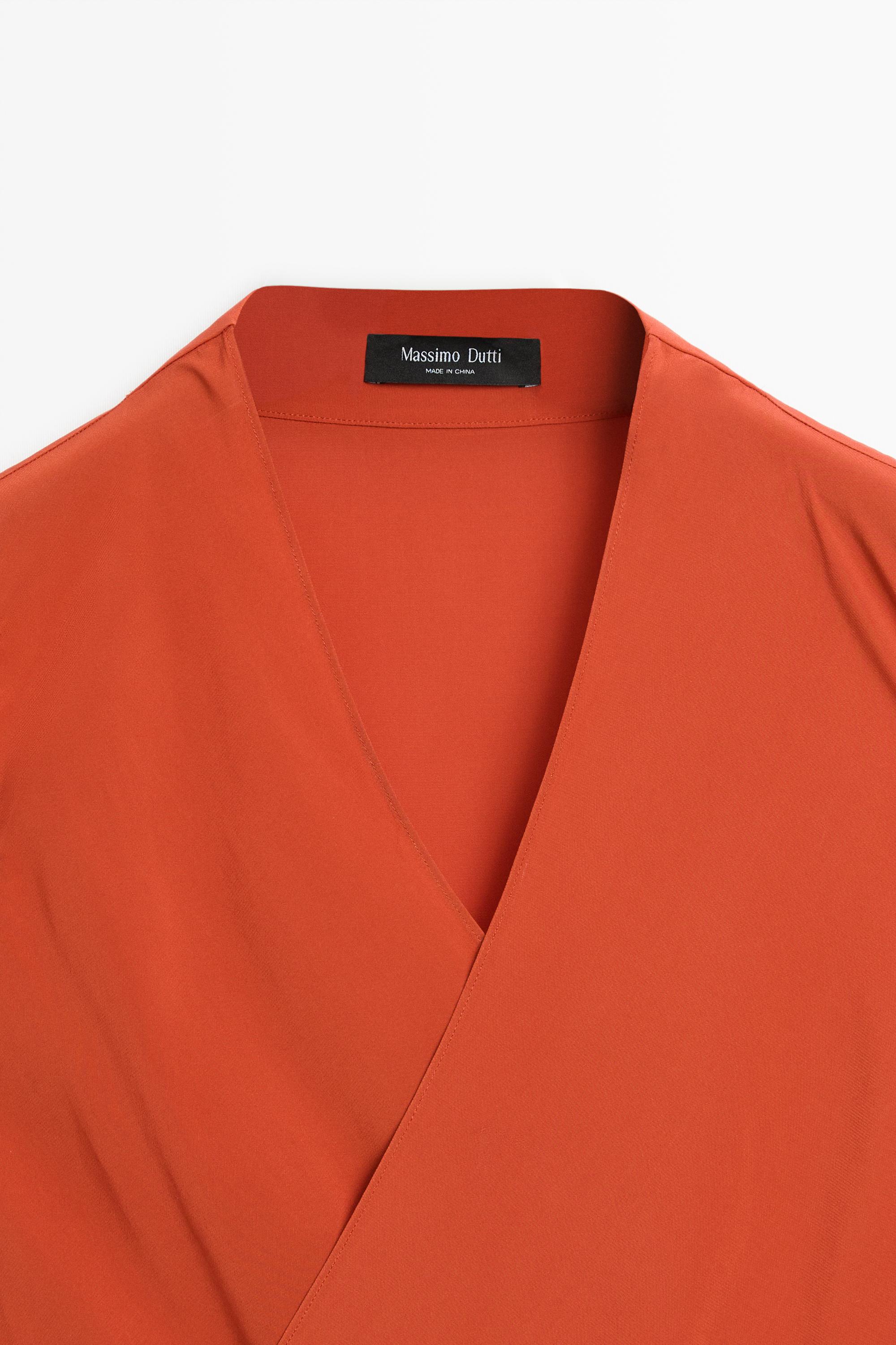 Flowing cross-over co-ord top — TERRA-COTTA