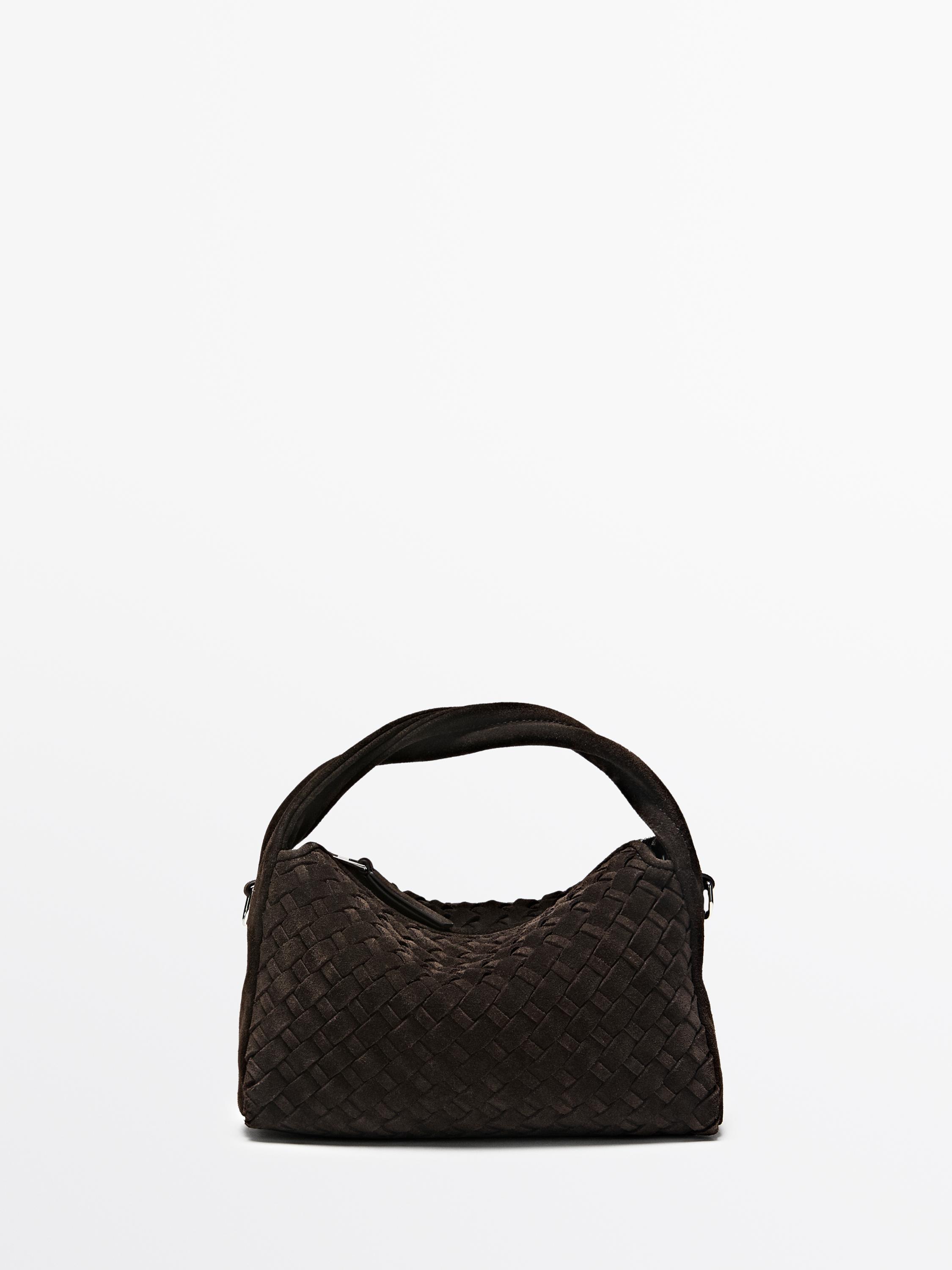 Kleine geflochtene Tasche aus Rauleder