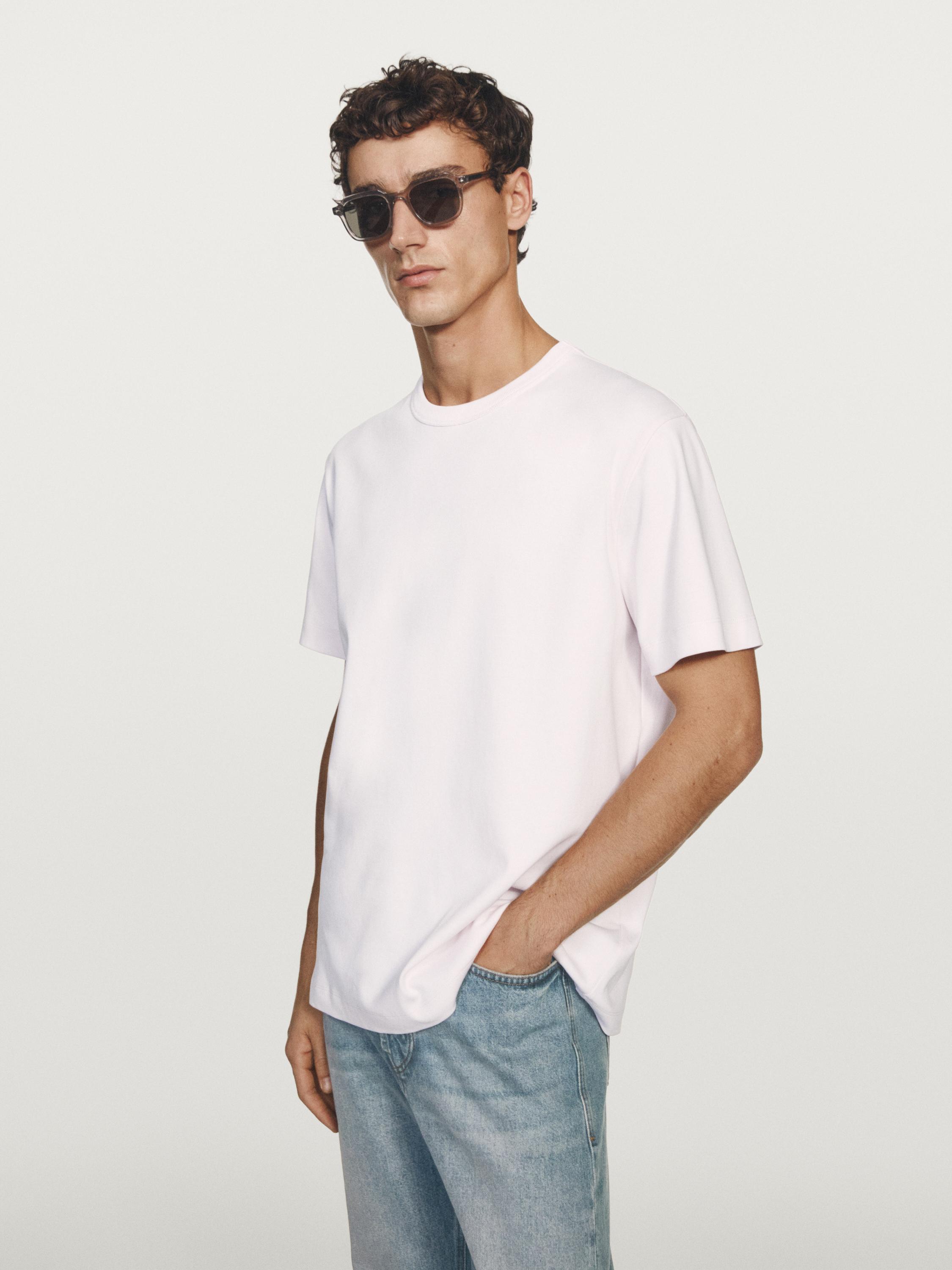100% cotton short-sleeve T-shirt — PINK MARL