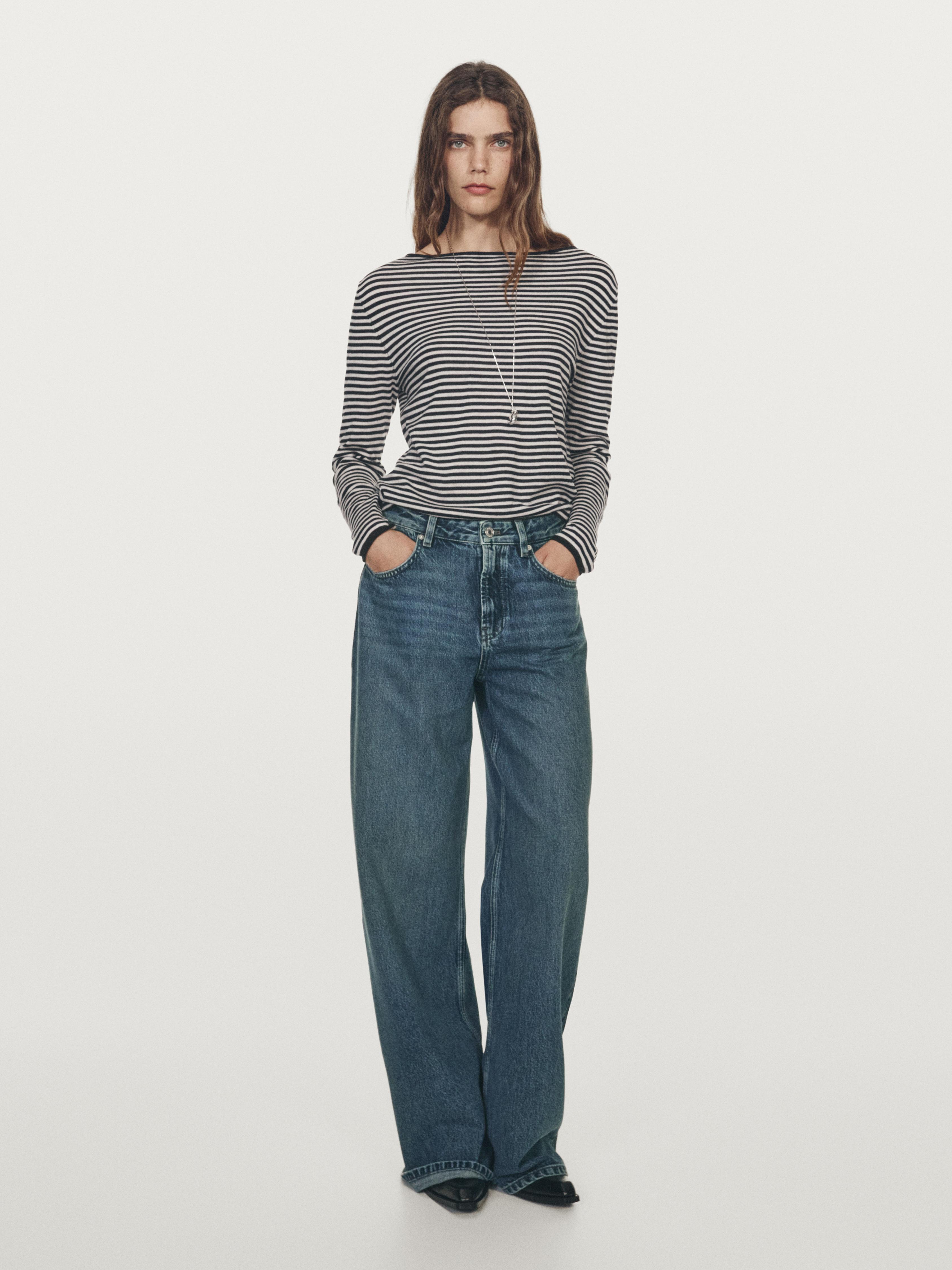 Striped long sleeve knit sweater