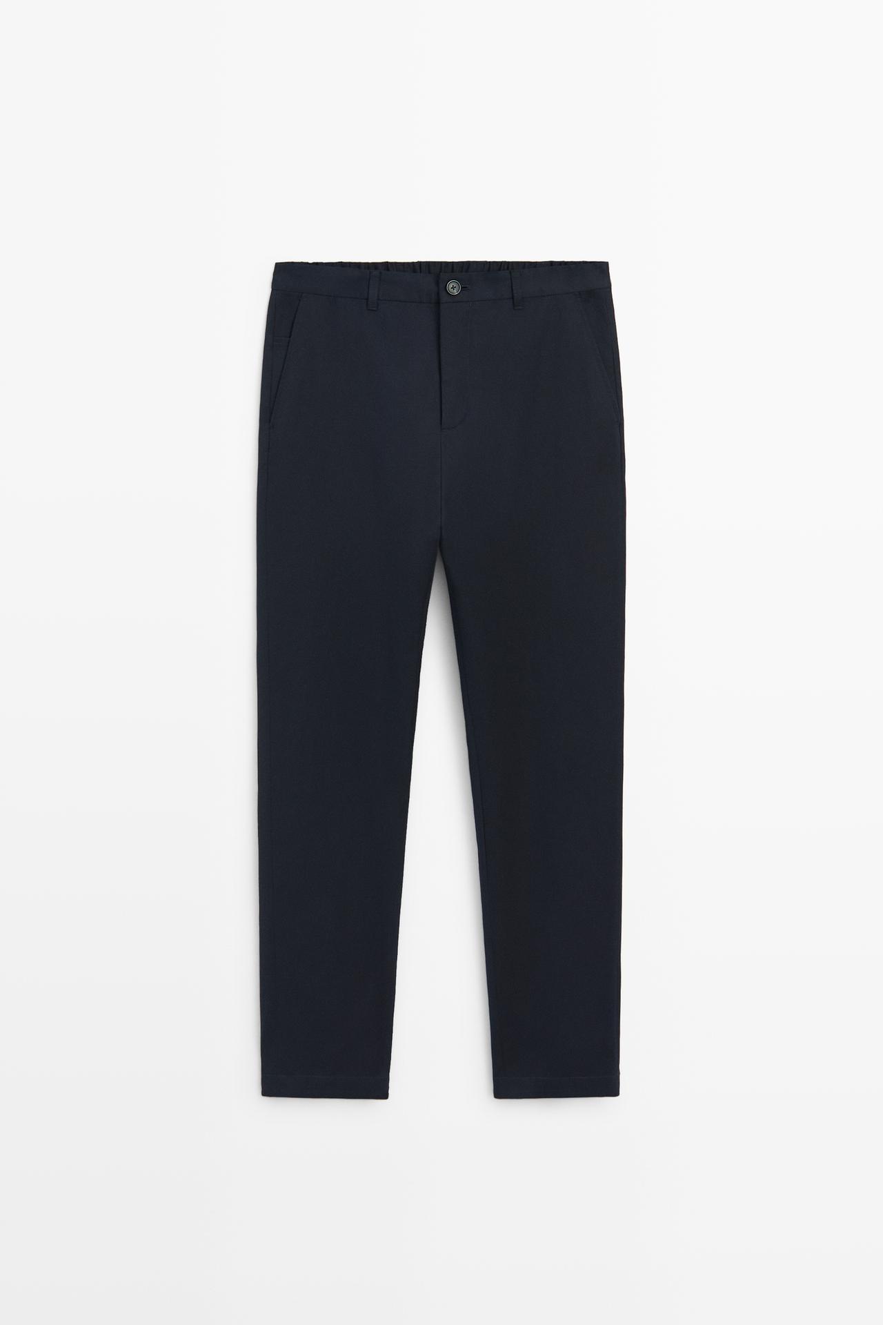 Cotton blend jogger fit pants — NAVY BLUE