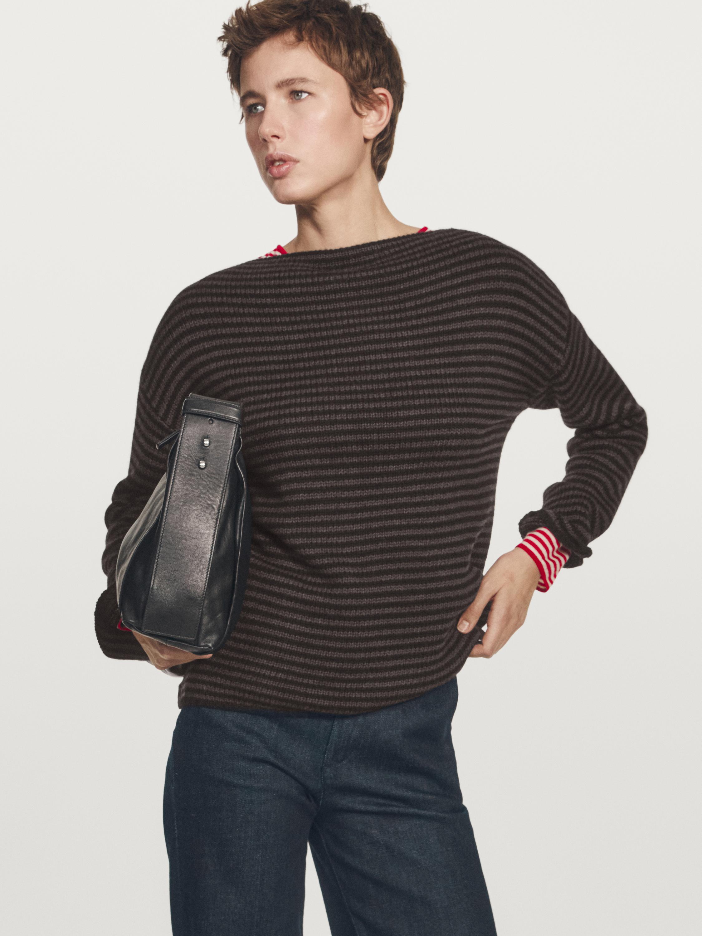 100% wool striped knit sweater